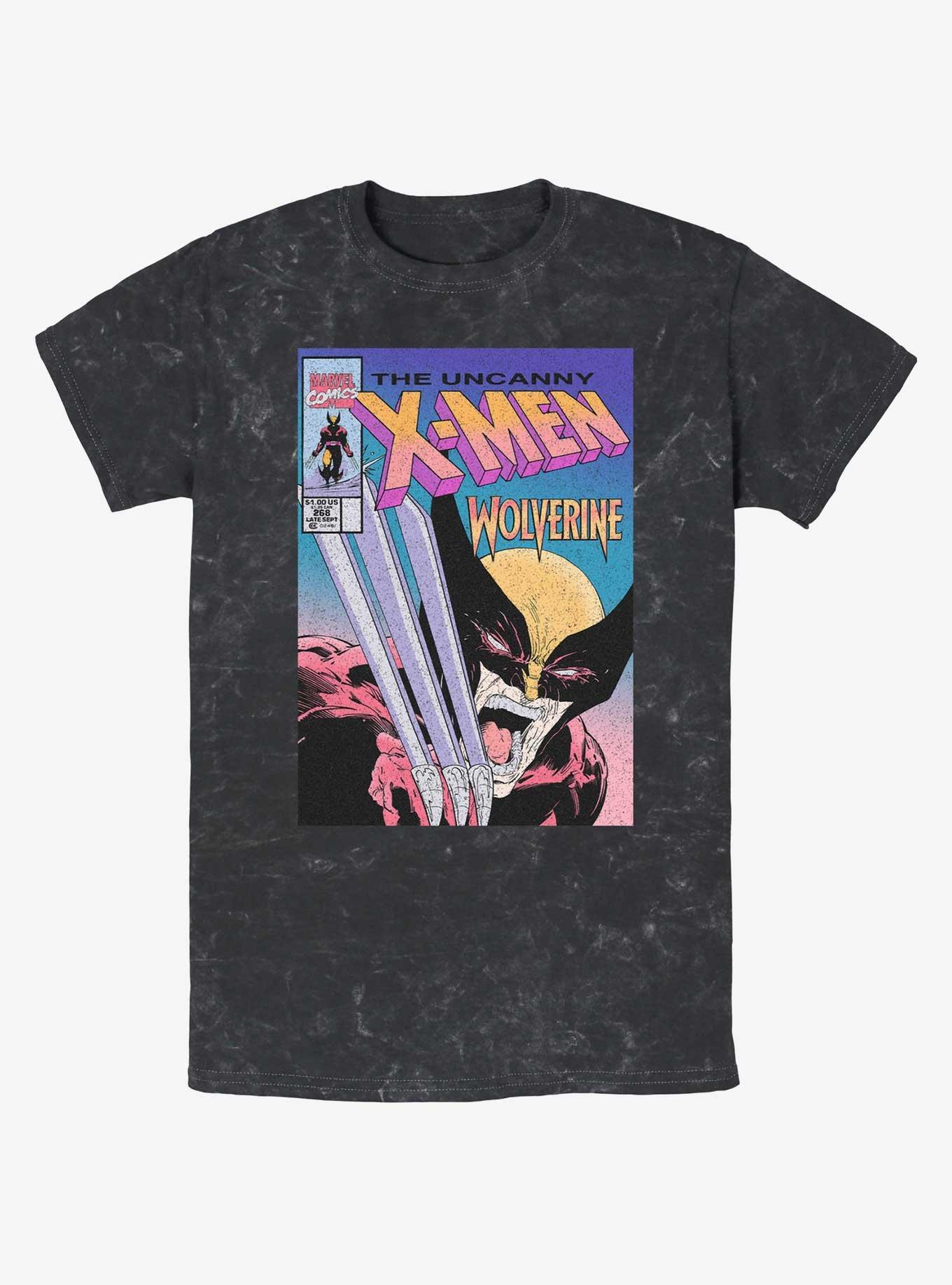 Wolverine The Uncanny X-Men Comic Cover Mineral Wash T-Shirt, BLACK, hi-res