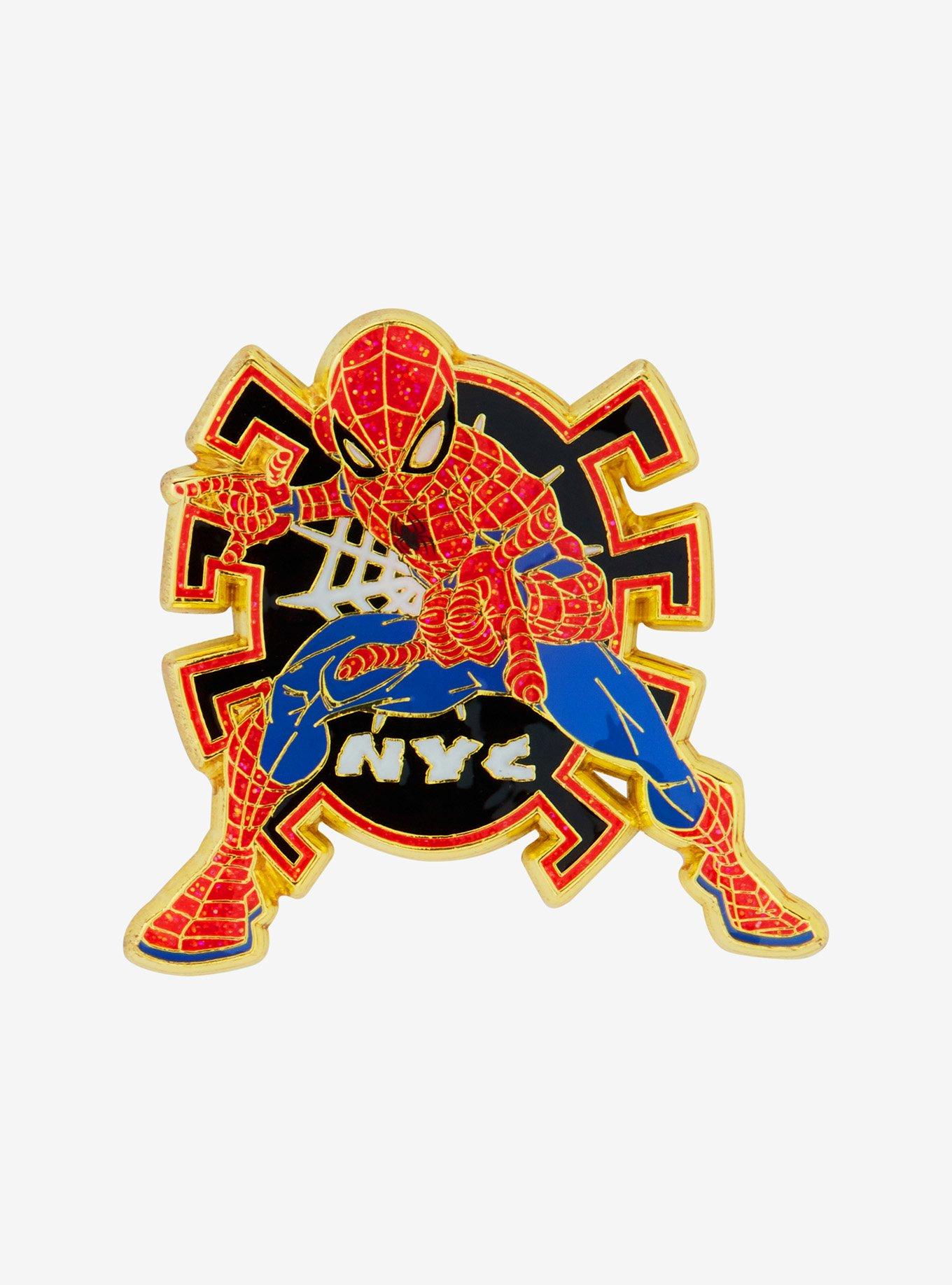 Loungefly Marvel Spider-Man NYC Glitter Enamel Pin — BoxLunch Exclusive, , hi-res