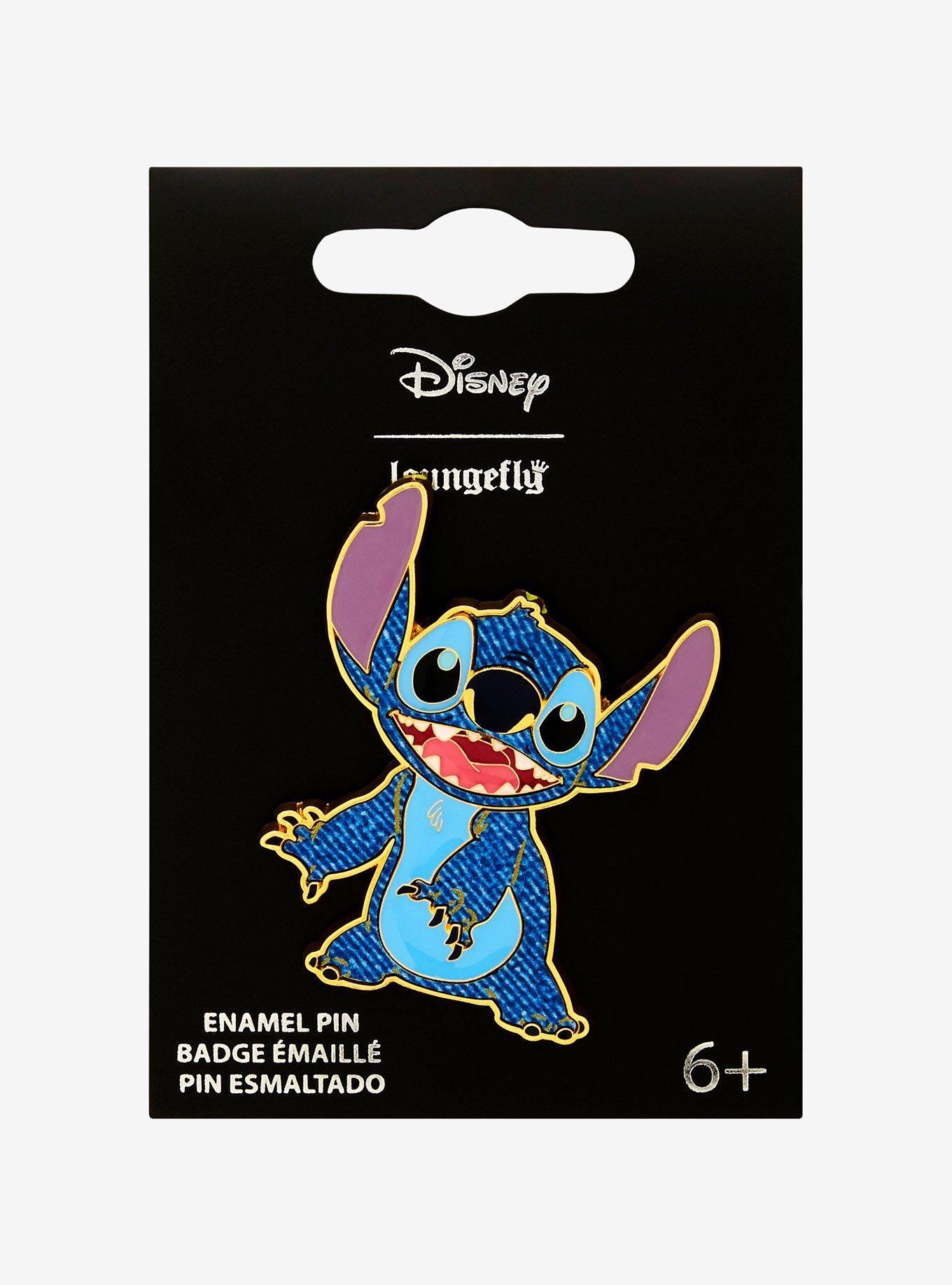 Loungefly Disney Lilo & Stitch Denim Stitch Enamel Pin - BoxLunch Exclusive, , hi-res