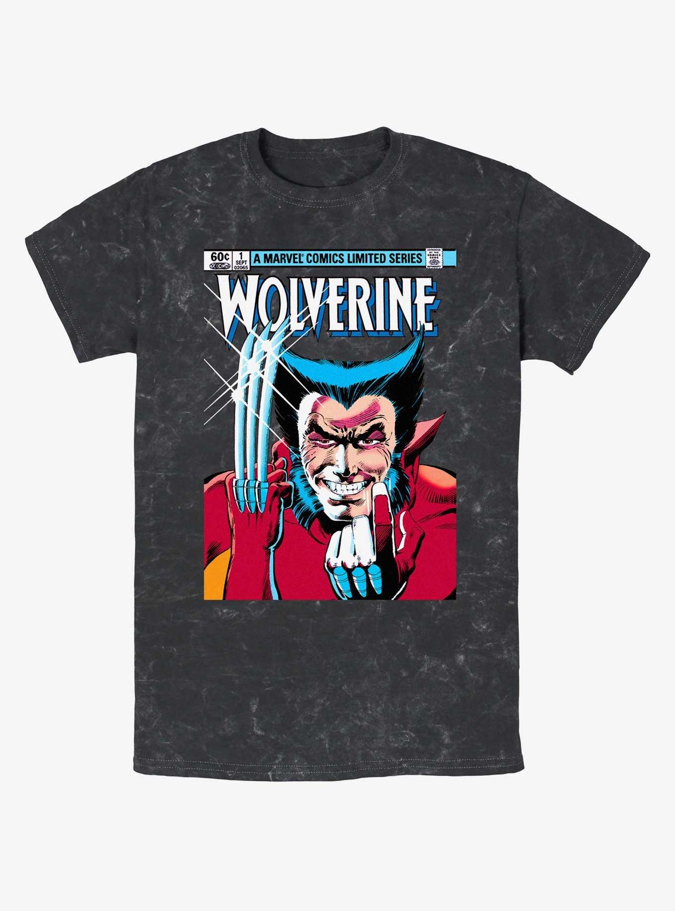 Wolverine 1st Issue Comic Cover Mineral Wash T-Shirt, BLACK, hi-res
