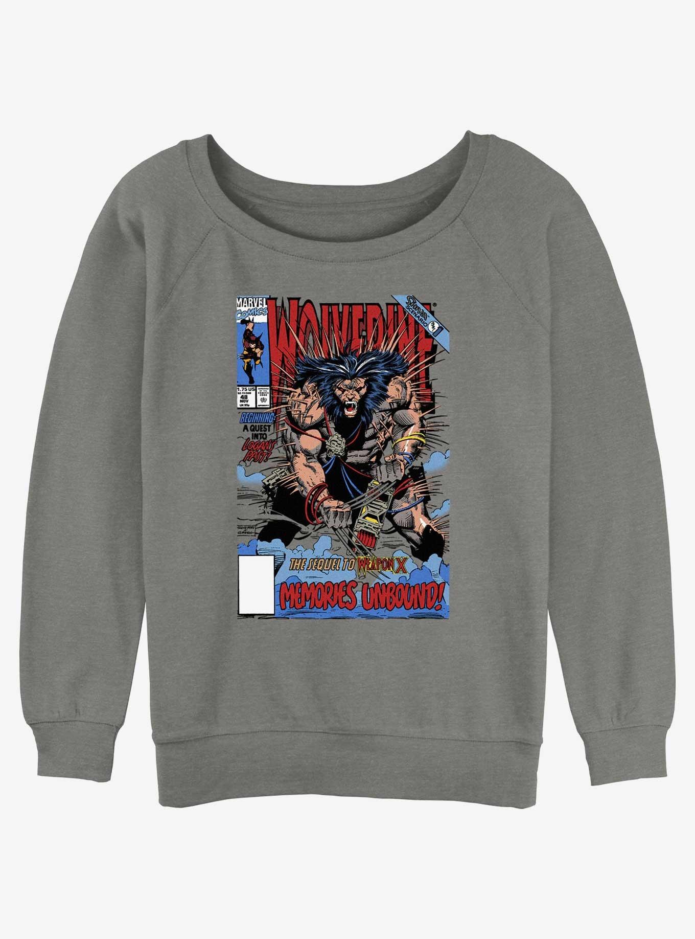 Wolverine Wolvey 48 Comic Cover Womens Slouchy Sweatshirt, GRAY HTR, hi-res