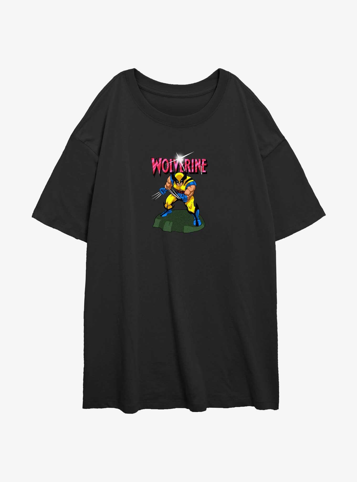 Wolverine Action Pose Womens Oversized T-Shirt, BLACK, hi-res view 1