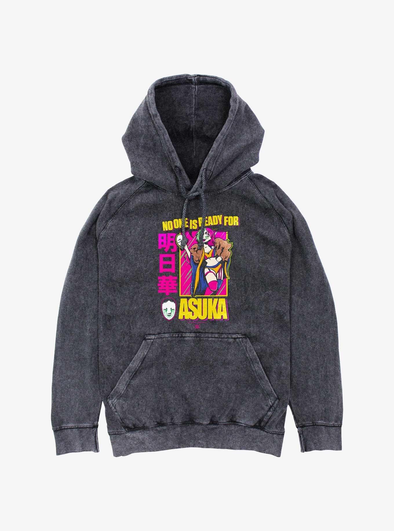 WWE No One Is Ready For Asuka Mineral Wash Hoodie, BLACK, hi-res