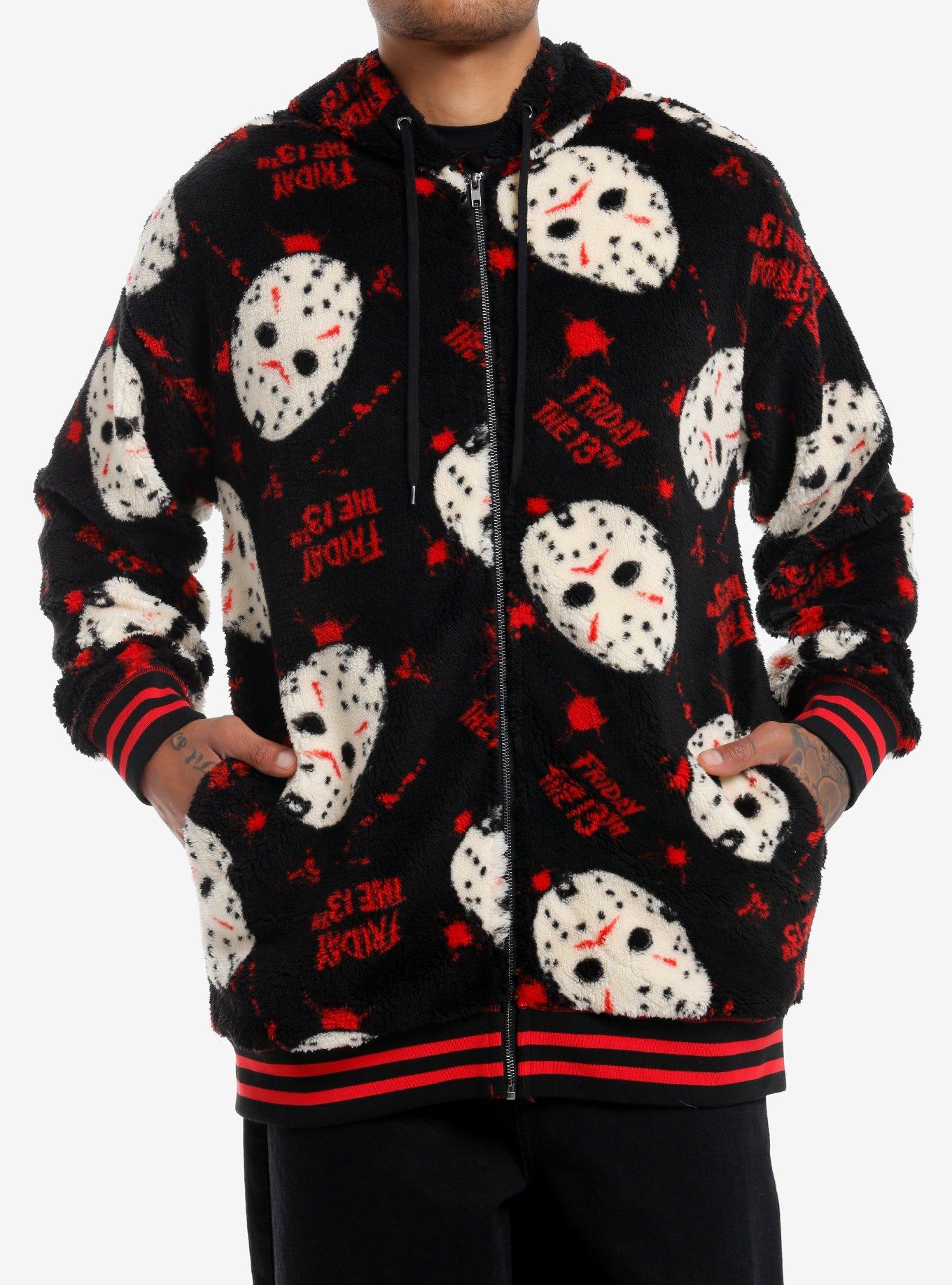 Friday The 13th Jason Mask Fuzzy Oversized Hoodie, , hi-res