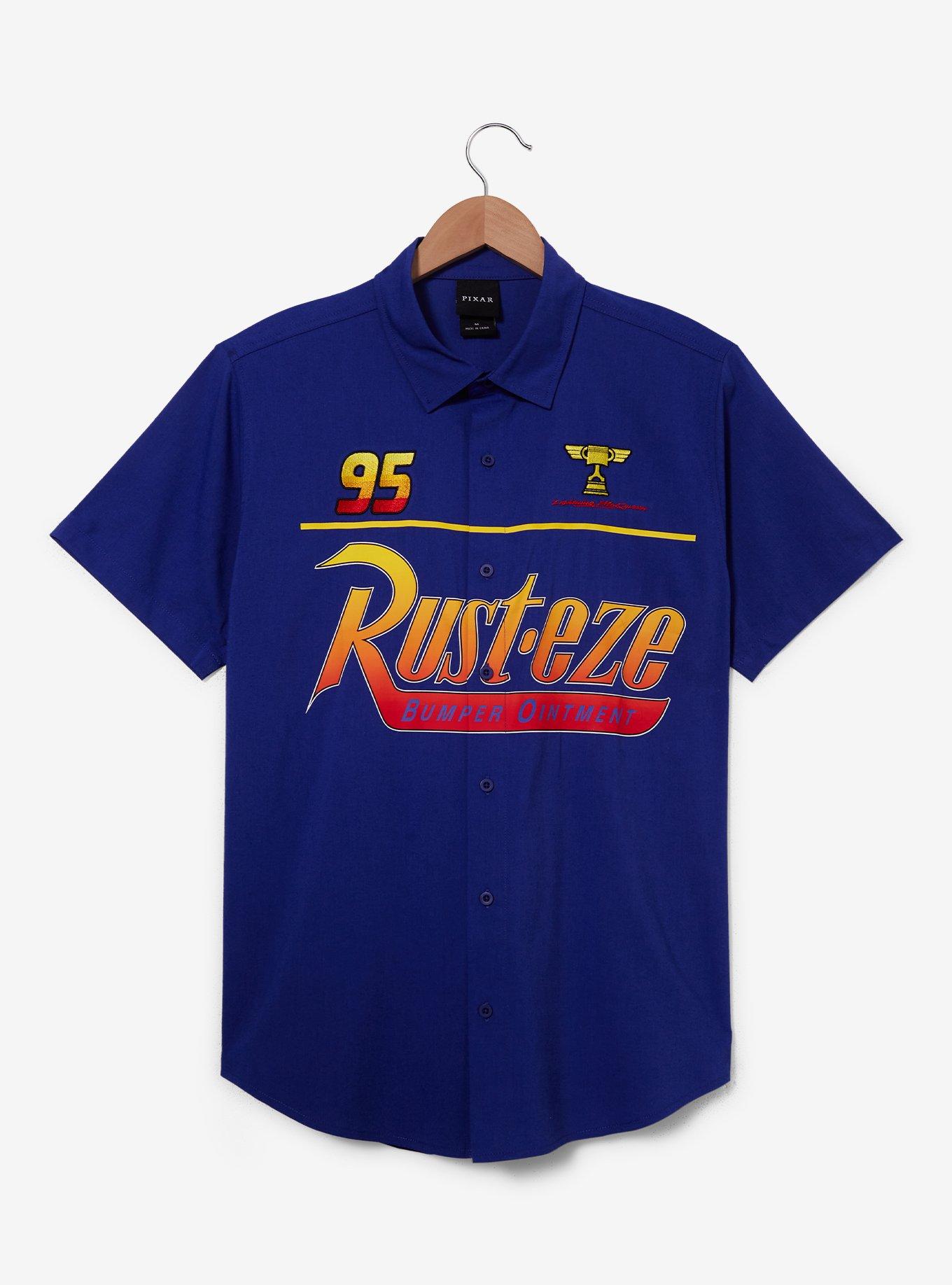 Disney Pixar Cars Lightning McQueen Pit Crew Woven Button-Up - BoxLunch Exclusive, ROYAL BLUE, hi-res