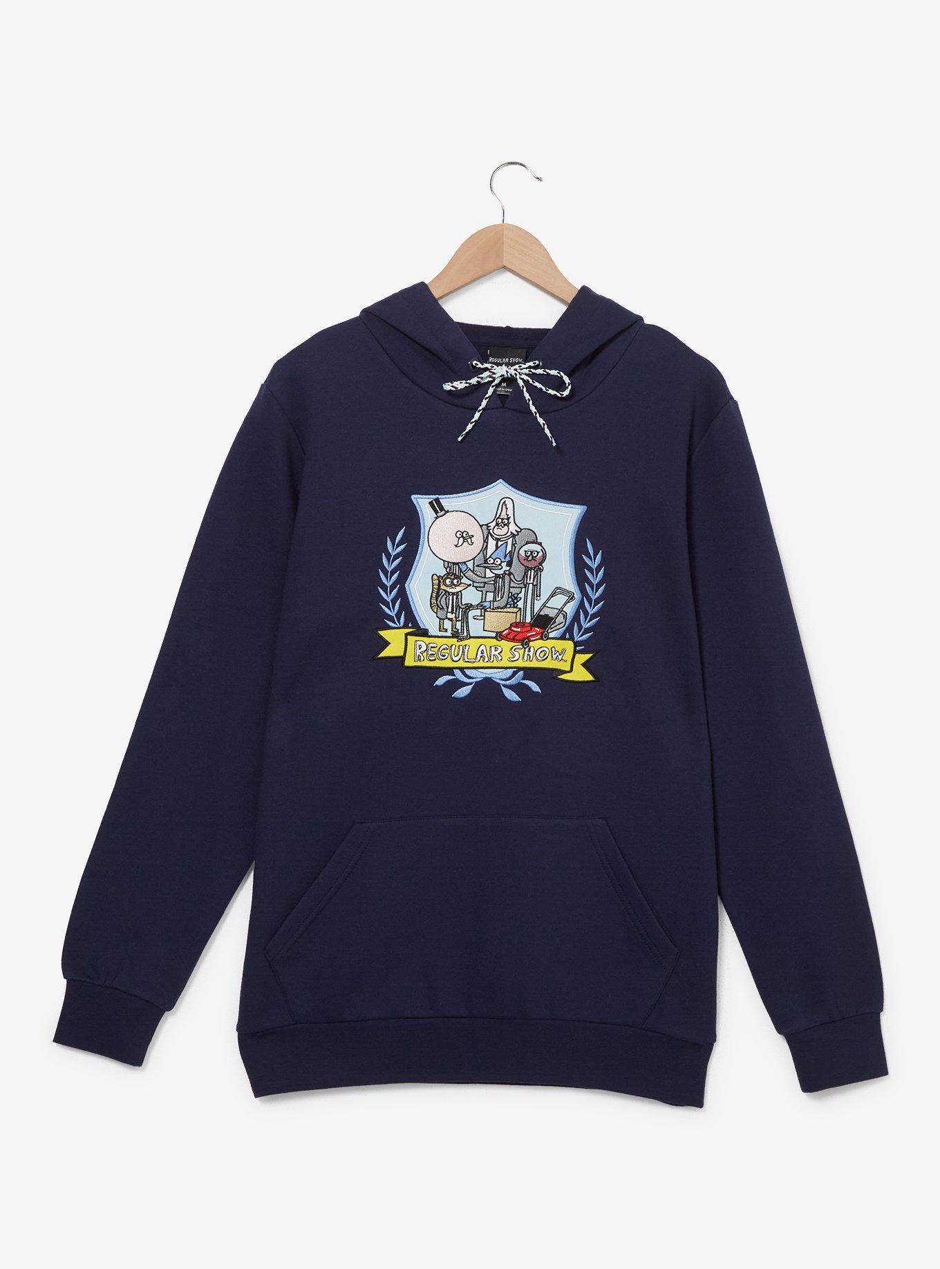 Regular Show Crest Embroidered Hoodie — BoxLunch Exclusive, NAVY, hi-res