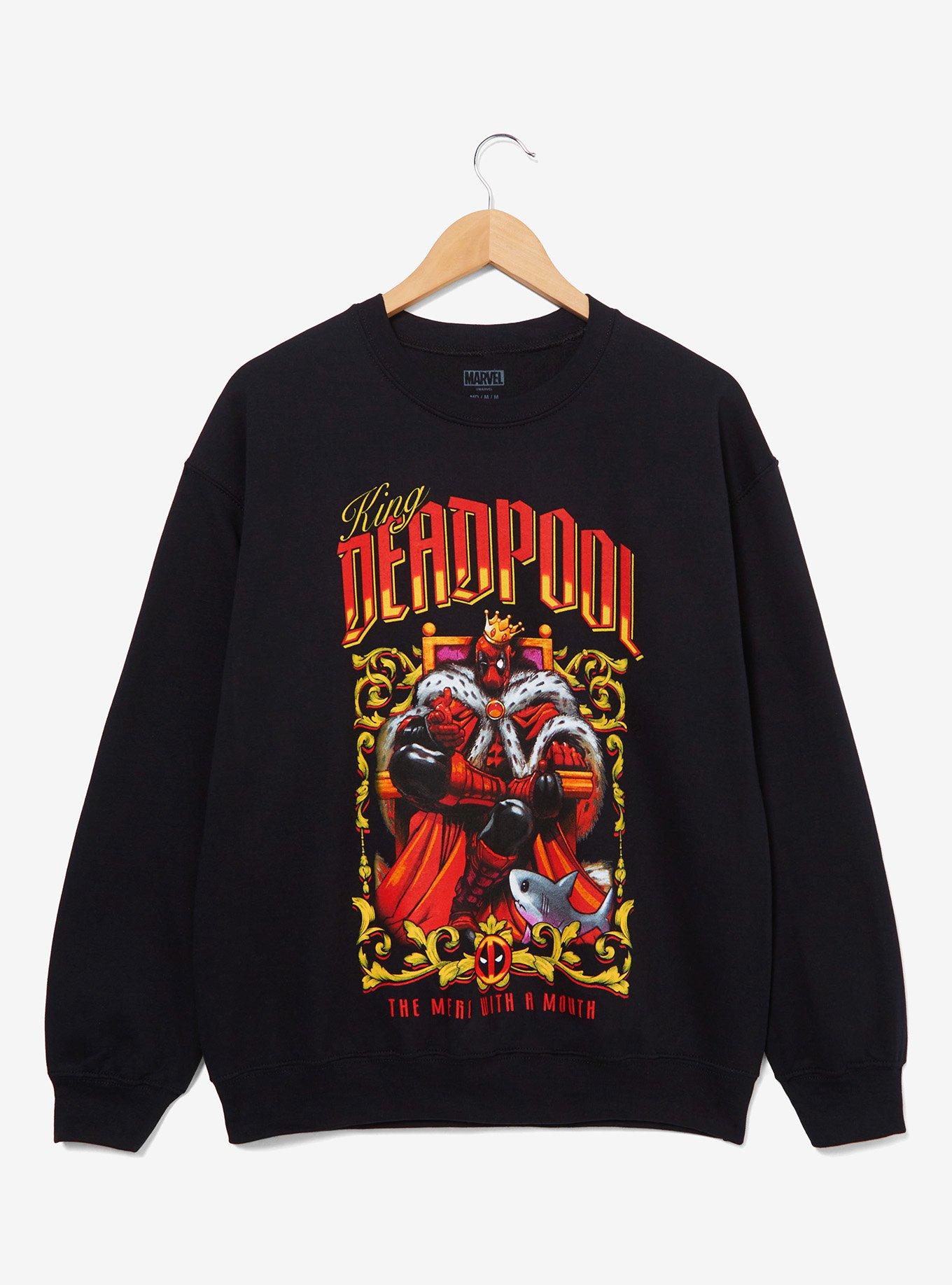 Marvel Deadpool King Deadpool Graphic Crewneck &mdash; BoxLunch Exclusive, BLACK, hi-res