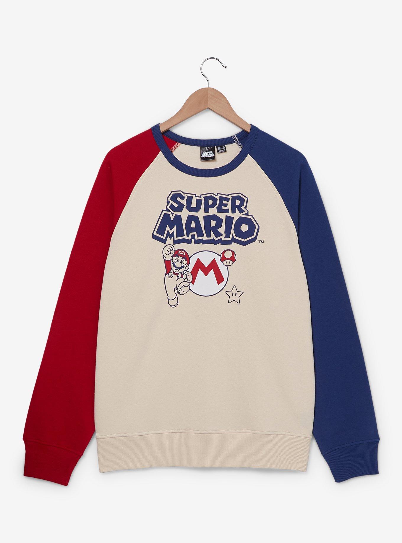 Nintendo Super Mario Bros. Mario Color Blocked Crewneck - BoxLunch Exclusive, MULTI, hi-res