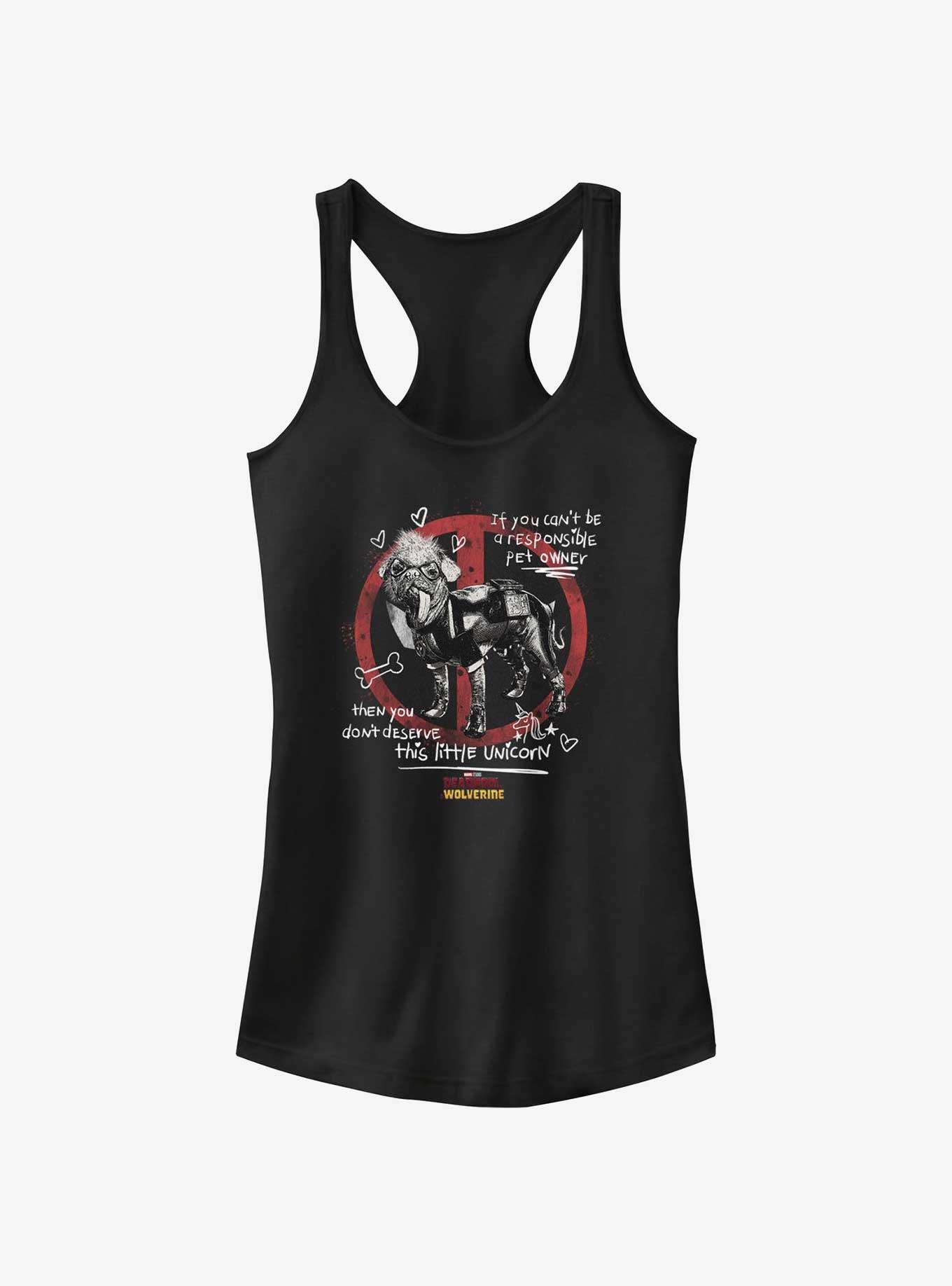 Marvel Deadpool & Wolverine Don't Deserve This Unicorn Dogpool Girls Tank, BLACK, hi-res