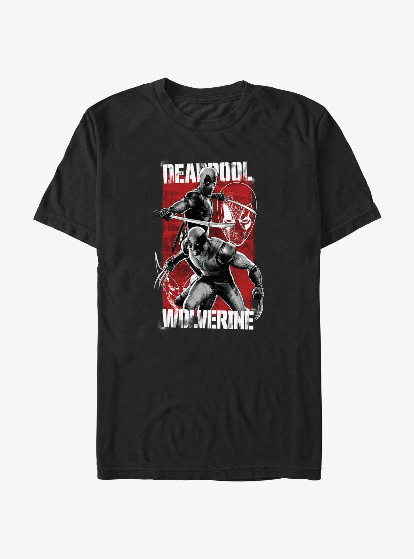 Marvel Deadpool & Wolverine Red Yellow Black T-Shirt, BLACK, hi-res