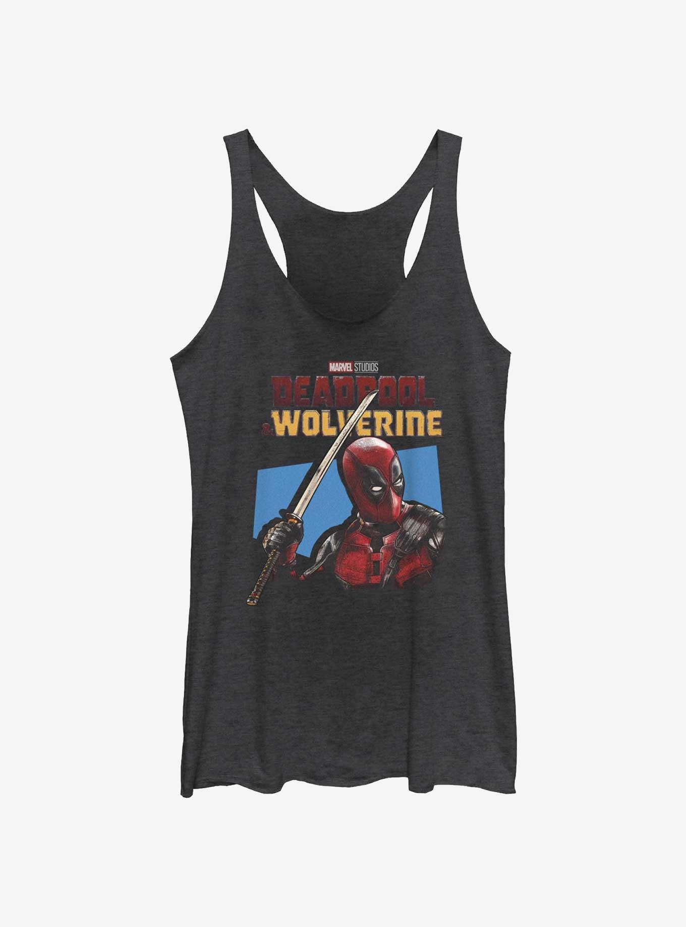 Marvel Deadpool & Wolverine Spotlight Deadpool Girls Tank, BLK HTR, hi-res