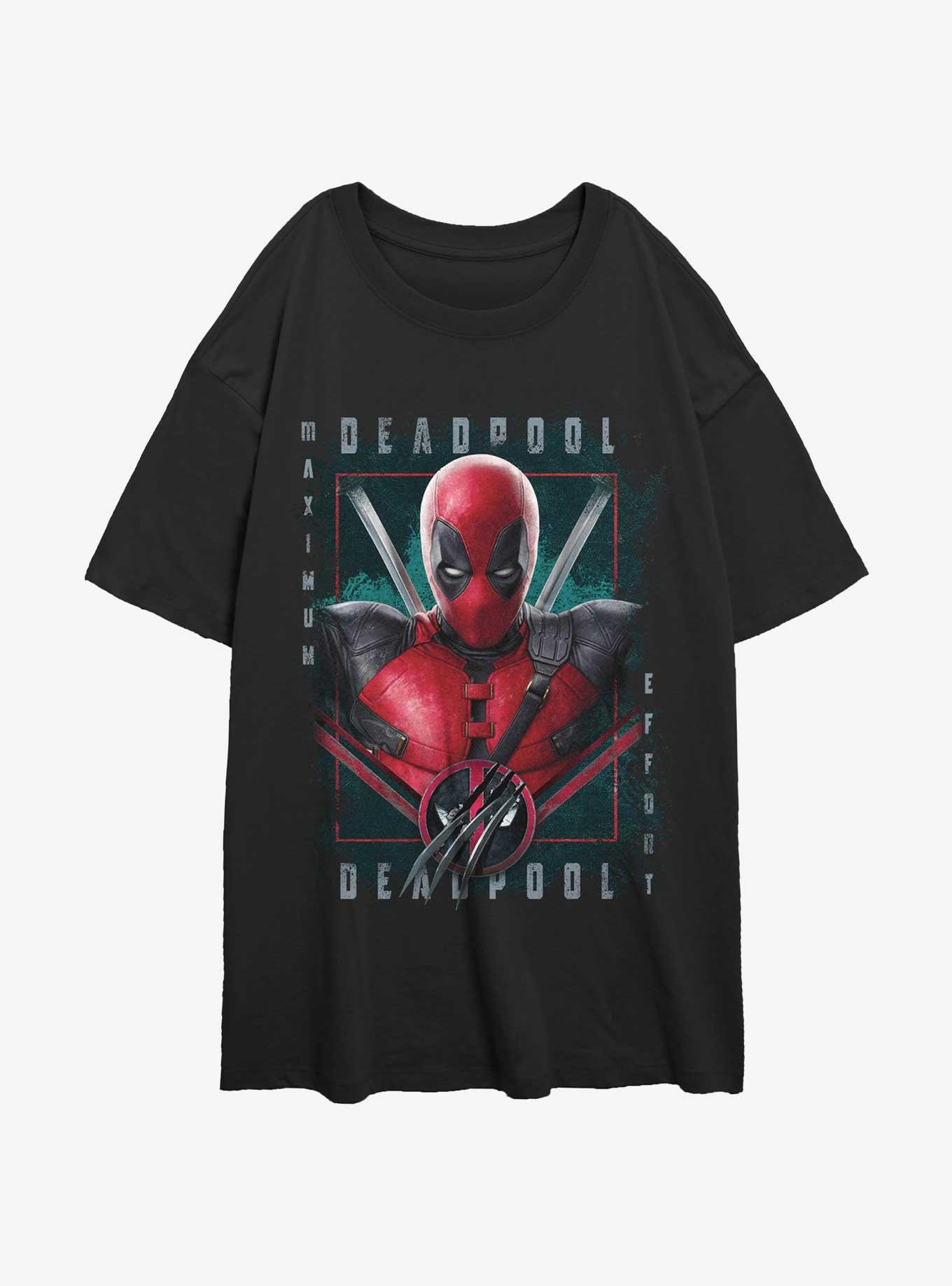 Marvel Deadpool & Wolverine Pool Port Girls Oversized T-Shirt Hot Topic Web Exclusive, BLACK, hi-res
