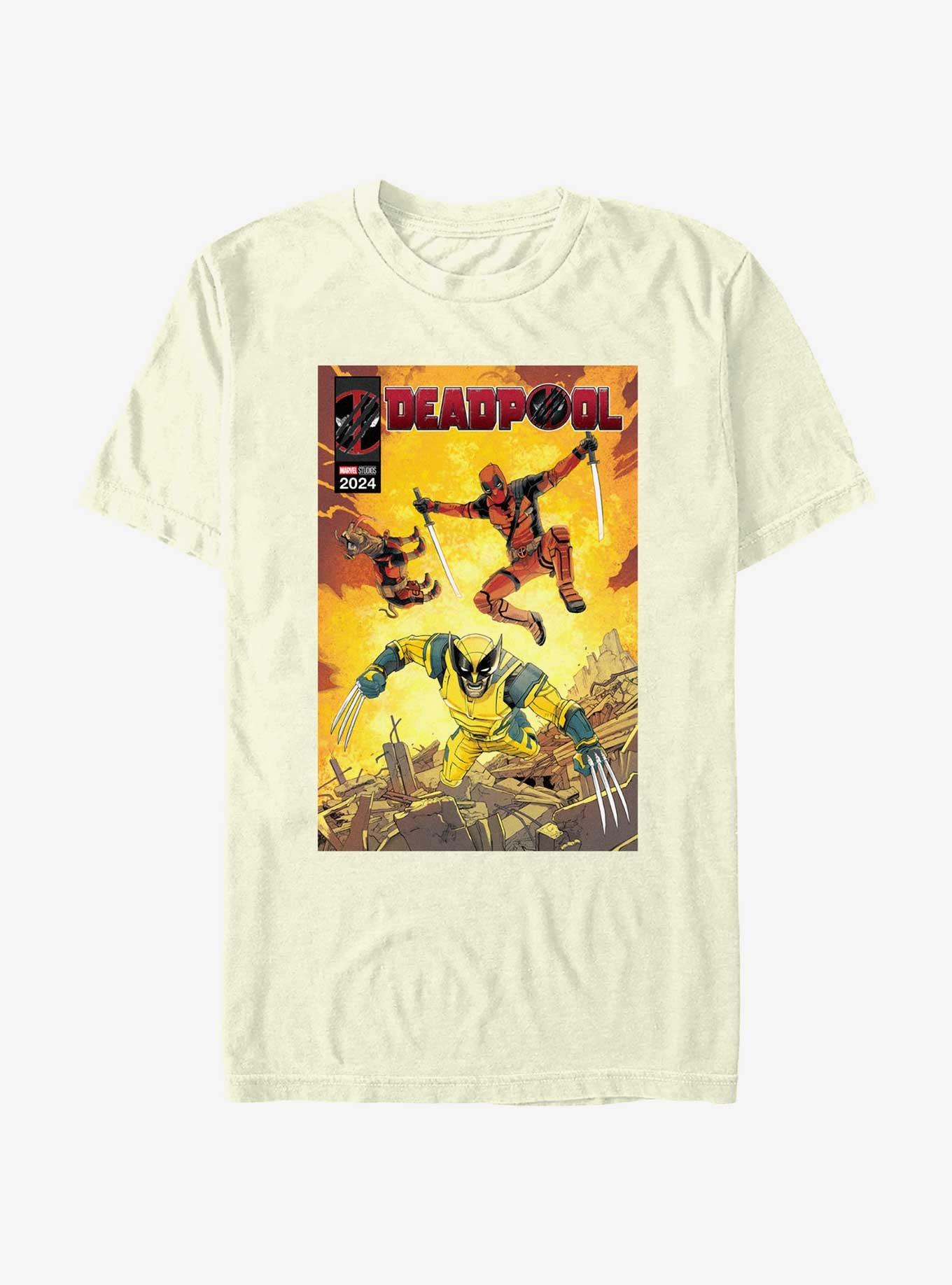 Marvel Deadpool & Wolverine Fighting Poster T-Shirt