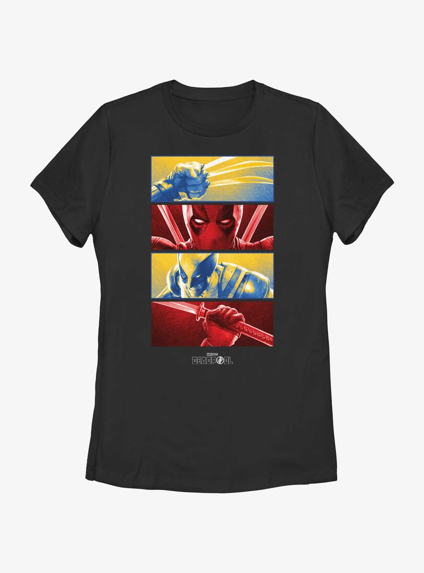 Marvel Deadpool & Wolverine Battle Sequence Panels Womens T-Shirt, , hi-res
