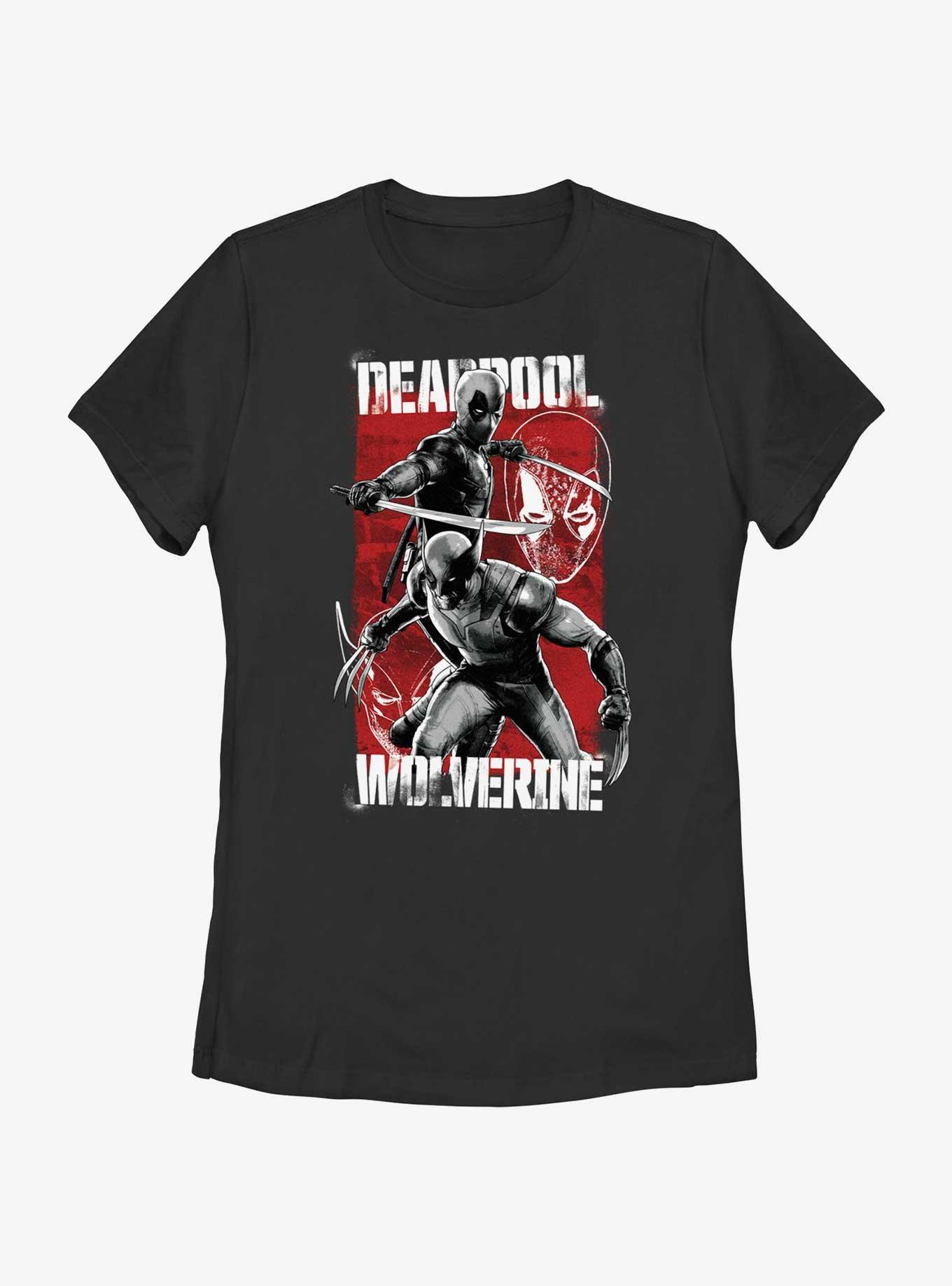 Marvel Deadpool & Wolverine Hero Portrait Womens T-Shirt, BLACK, hi-res