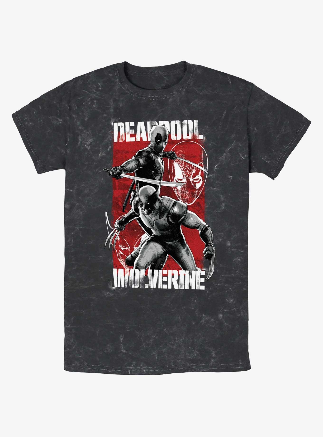 Marvel Deadpool & Wolverine Hero Portrait Mineral Wash T-Shirt, BLACK, hi-res