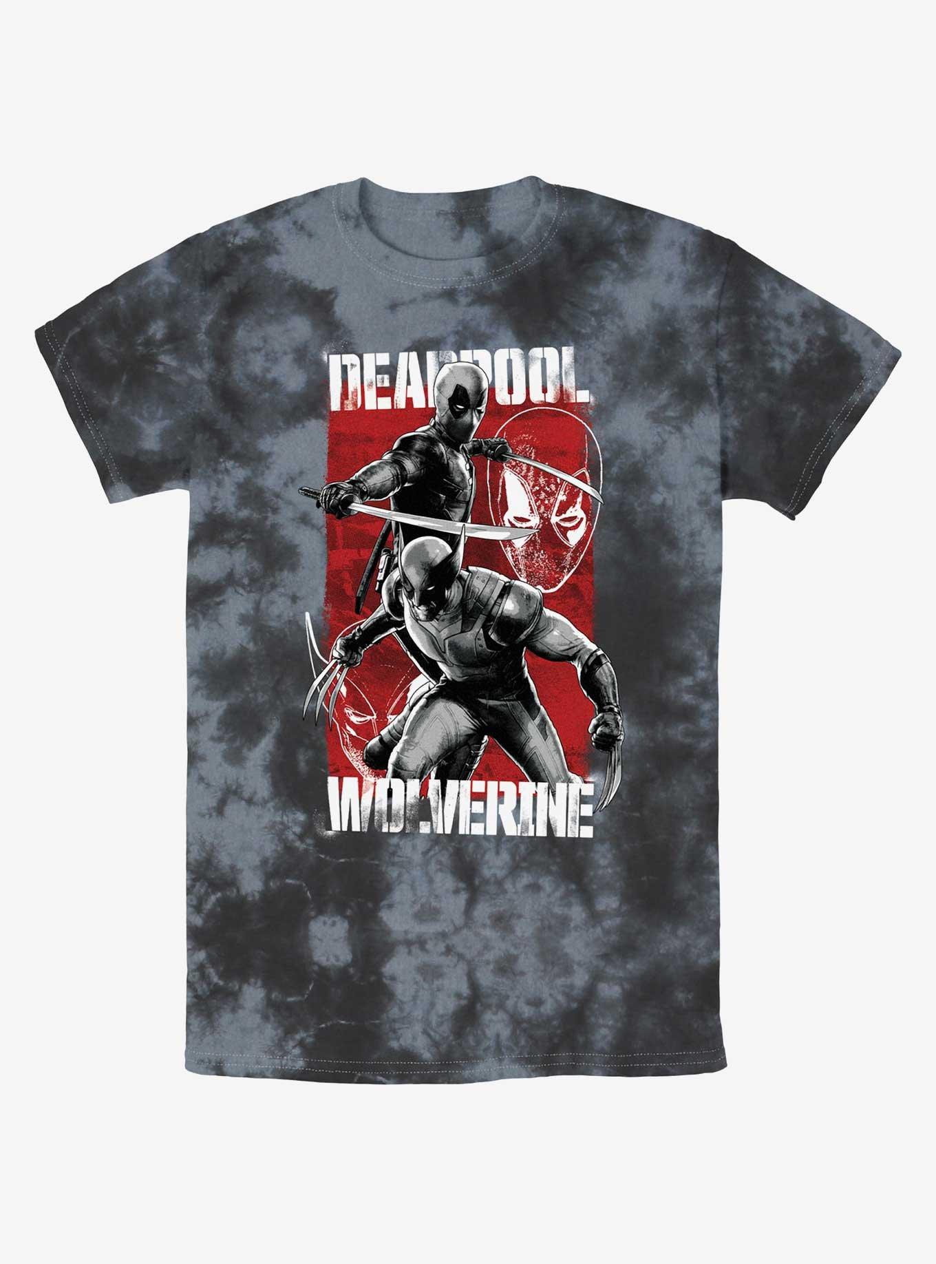 Marvel Deadpool & Wolverine Hero Portrait Tie-Dye T-Shirt, BLKCHAR, hi-res