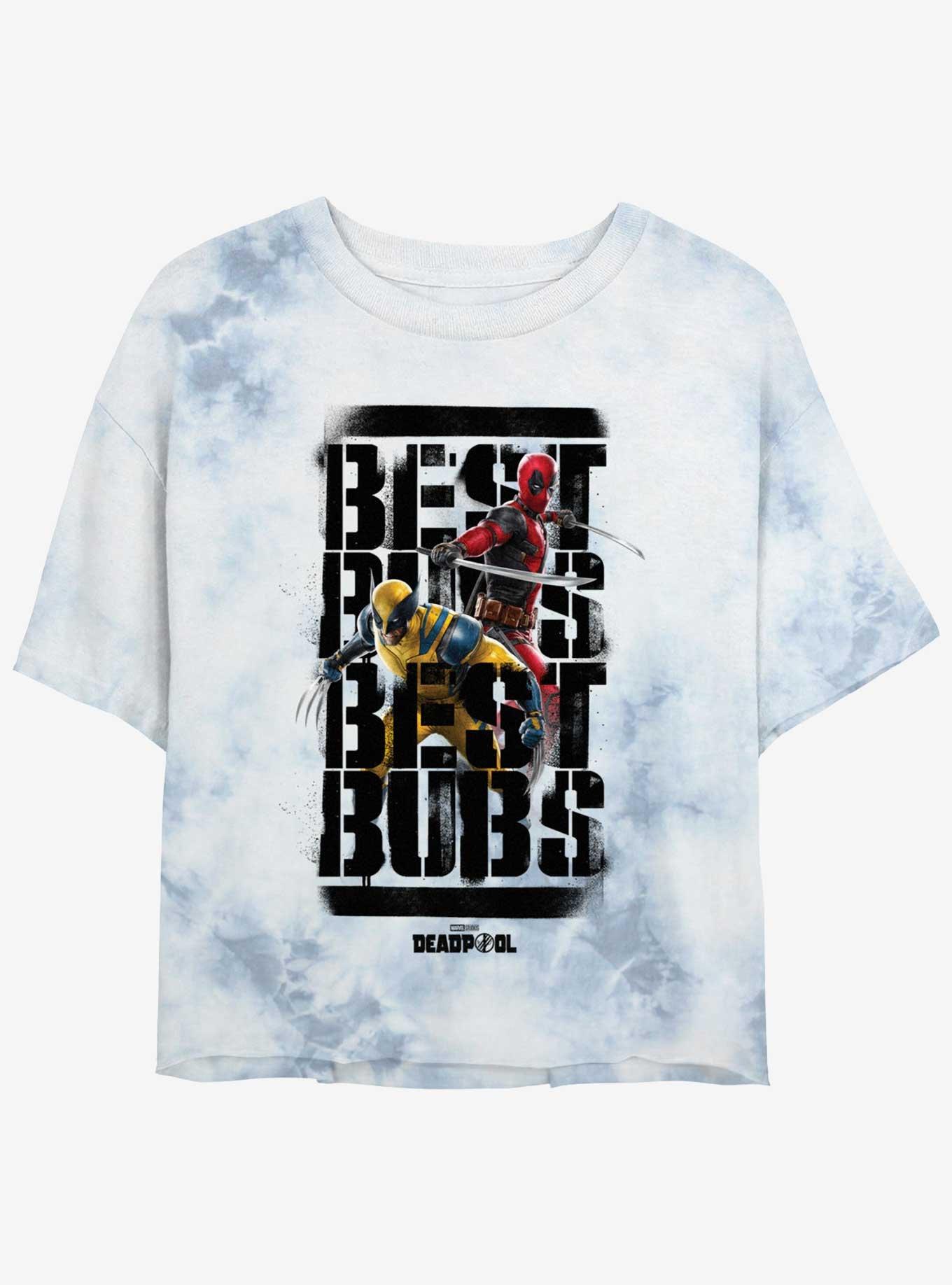 Marvel Deadpool & Wolverine Best Bubs Heroes Womens Tie-Dye Crop T-Shirt, WHITEBLUE, hi-res