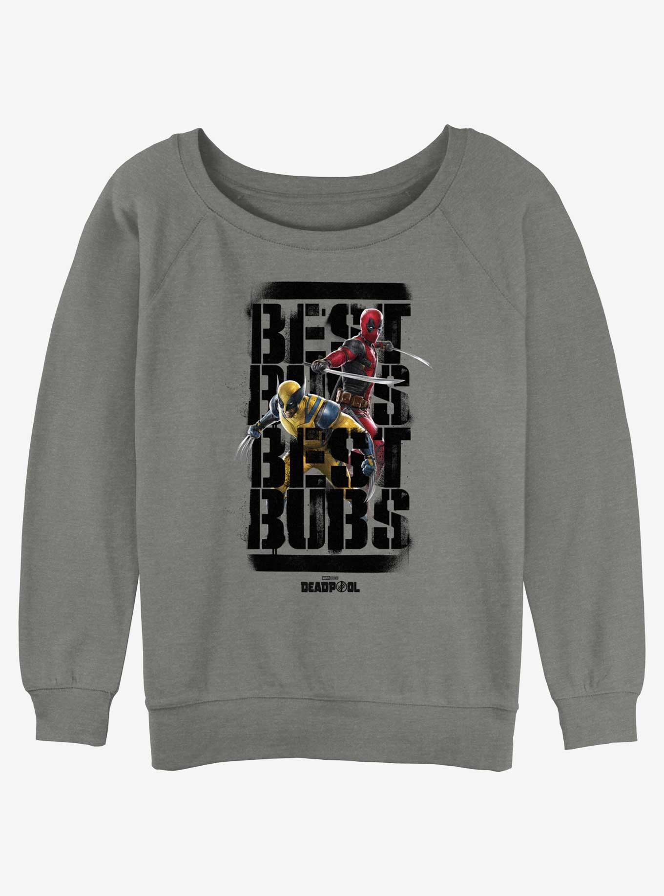 Marvel Deadpool & Wolverine Best Bubs Heroes Womens Slouchy Sweatshirt, GRAY HTR, hi-res