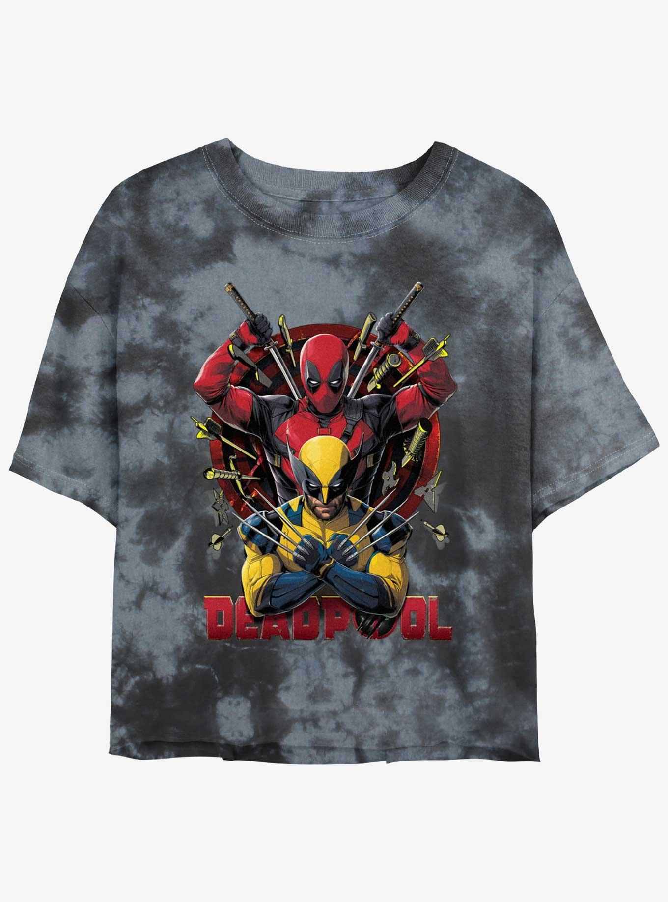 Marvel Deadpool & Wolverine Out Of Danger Womens Tie-Dye Crop T-Shirt, , hi-res