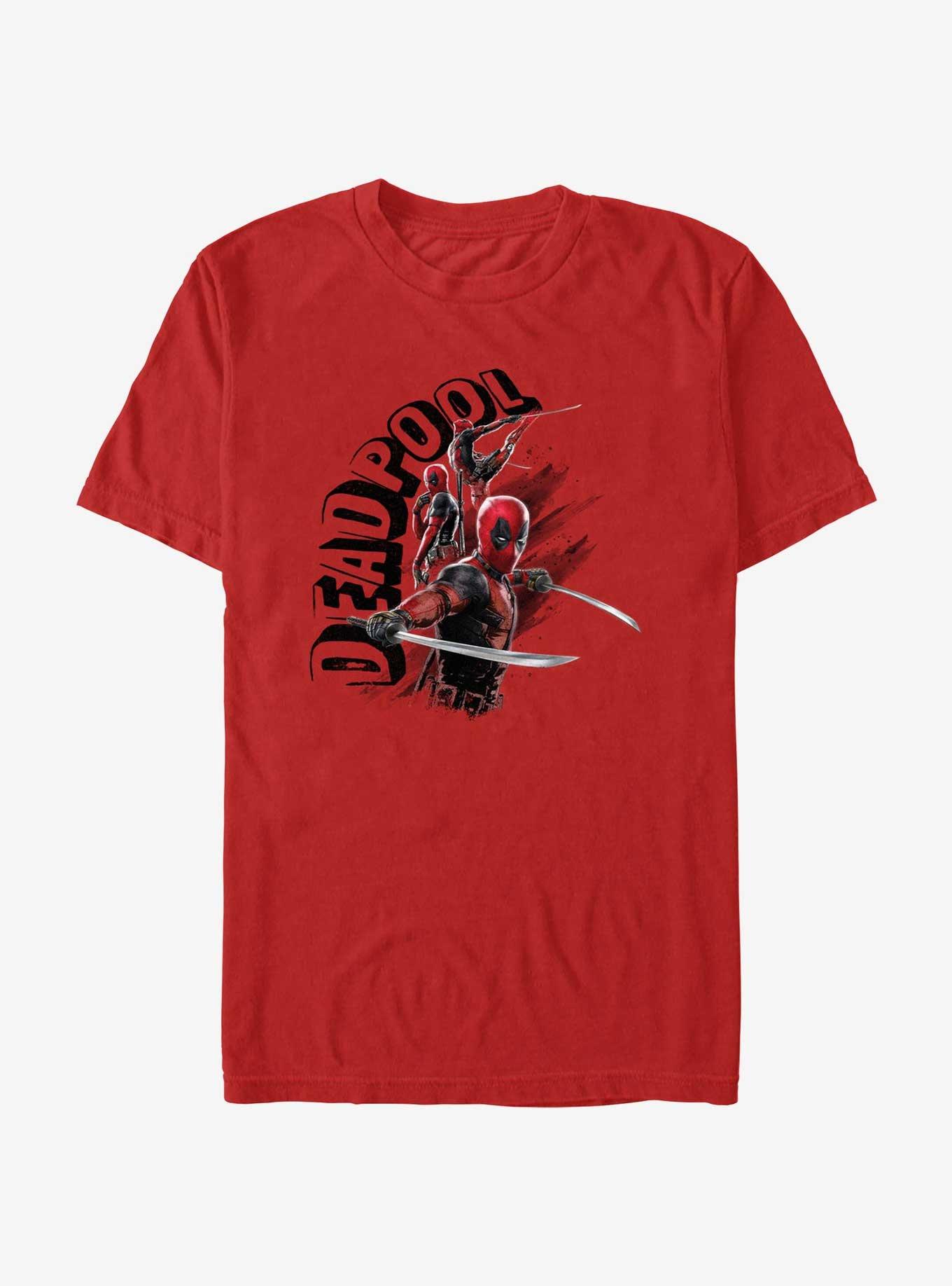 Marvel Deadpool & Wolverine Deadpool Action Poses T-Shirt, RED, hi-res