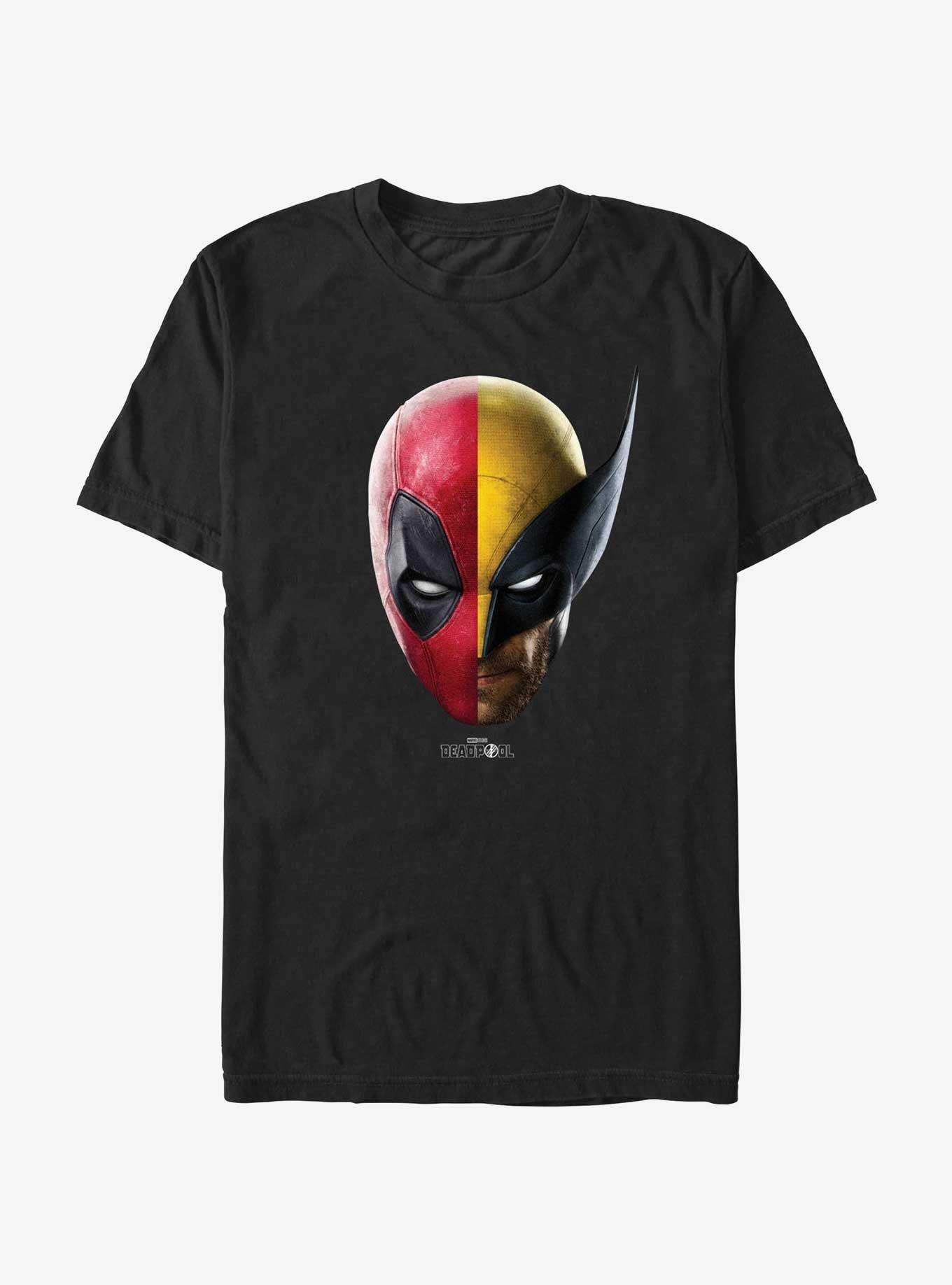 Marvel Deadpool & Wolverine Half Half Portrait T-Shirt, BLACK, hi-res