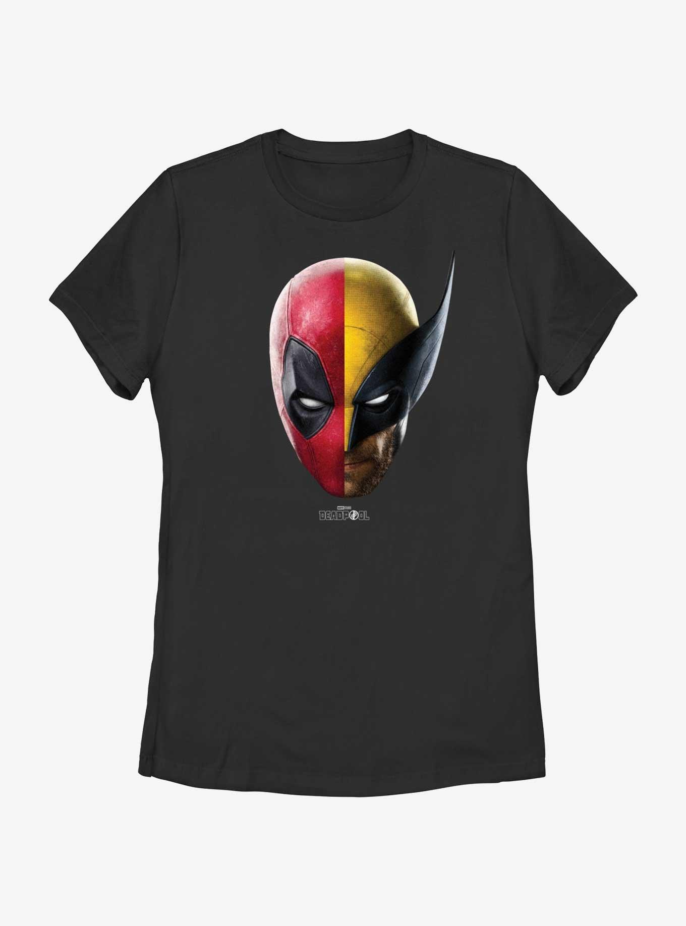 Marvel Deadpool & Wolverine Half Half Portrait Womens T-Shirt, BLACK, hi-res