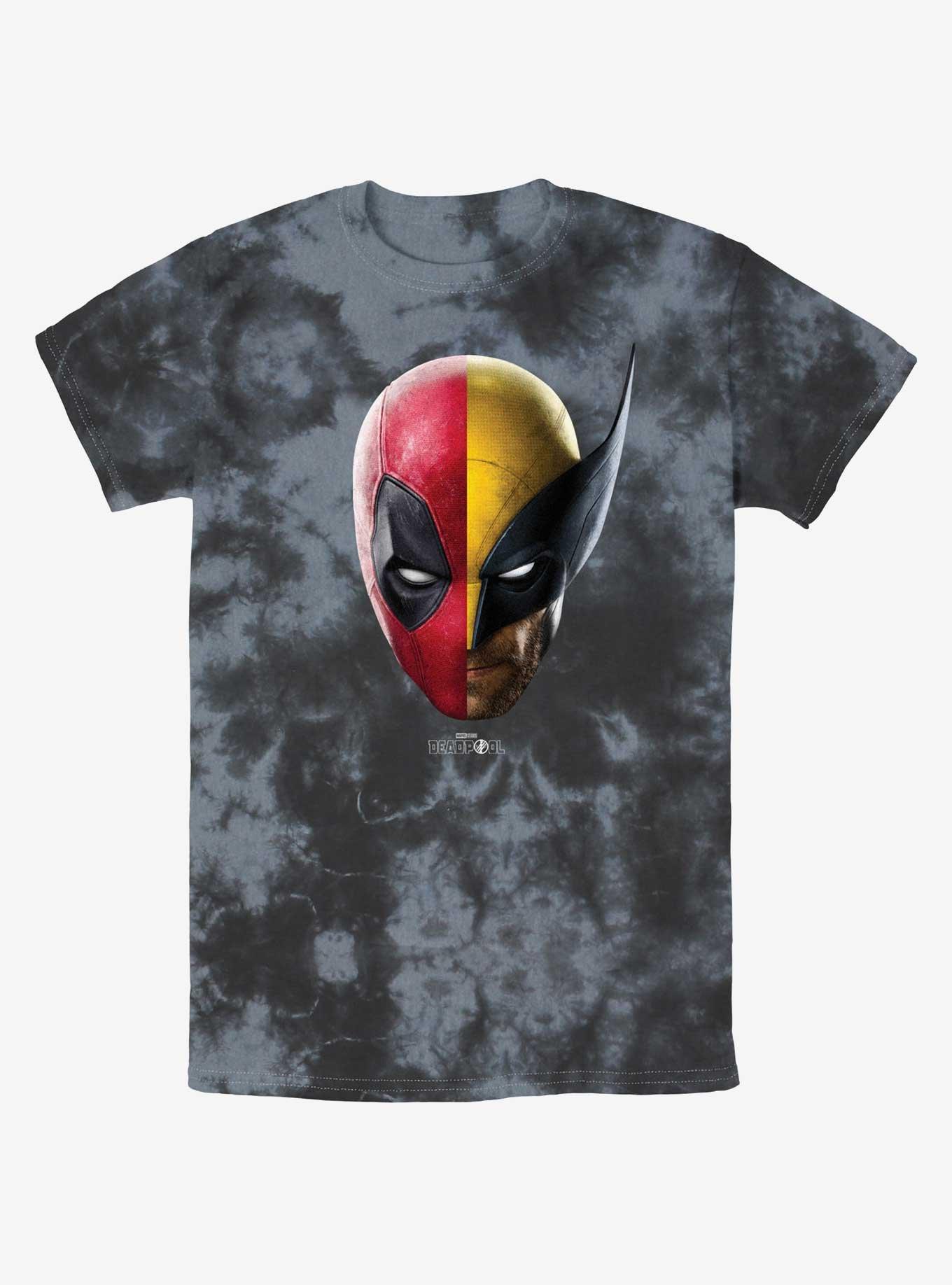 Marvel Deadpool & Wolverine Half Half Portrait Tie-Dye T-Shirt, BLKCHAR, hi-res