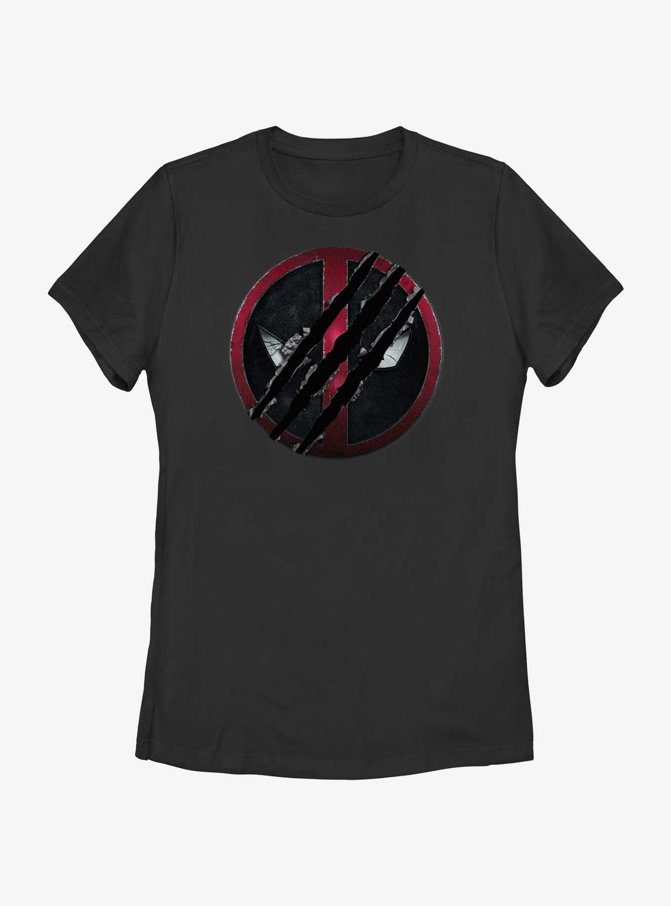 Marvel Deadpool & Wolverine Clawed Deadpool Emblem Womens T-Shirt, BLACK, hi-res