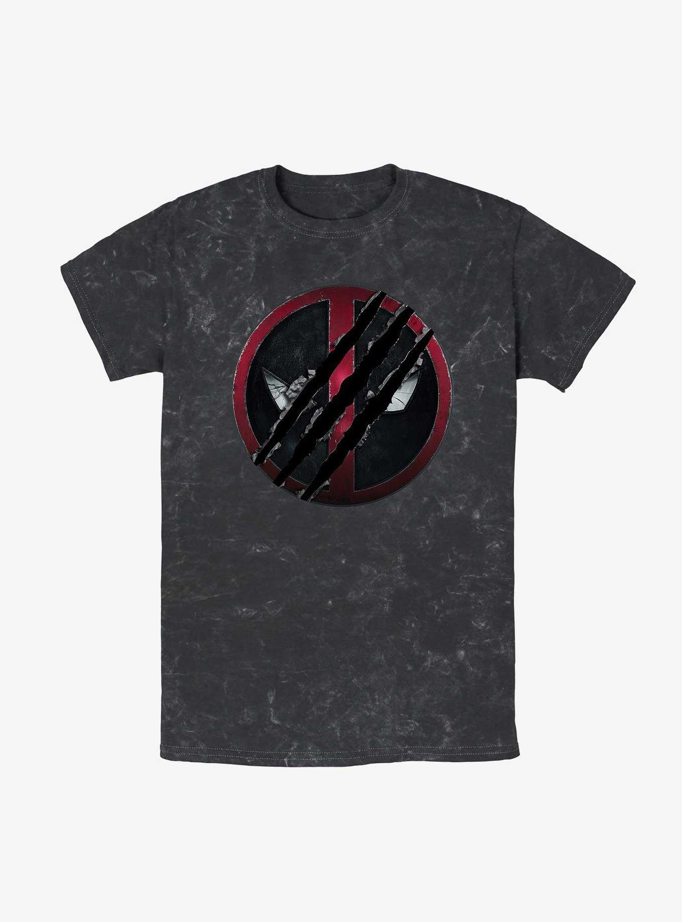 Marvel Deadpool & Wolverine Clawed Deadpool Emblem Mineral Wash T-Shirt, BLACK, hi-res