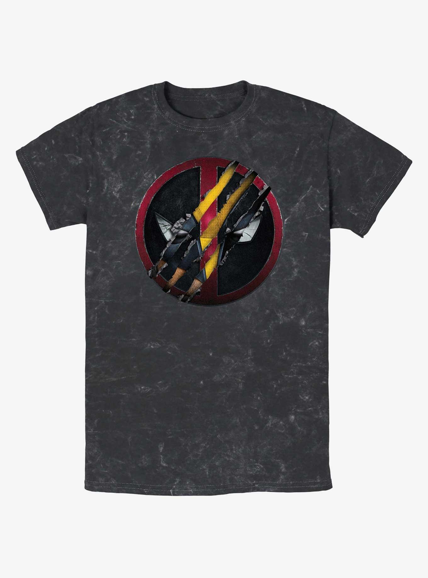 Marvel Deadpool & Wolverine Wolverine Clawing Through Mineral Wash T-Shirt, BLACK, hi-res