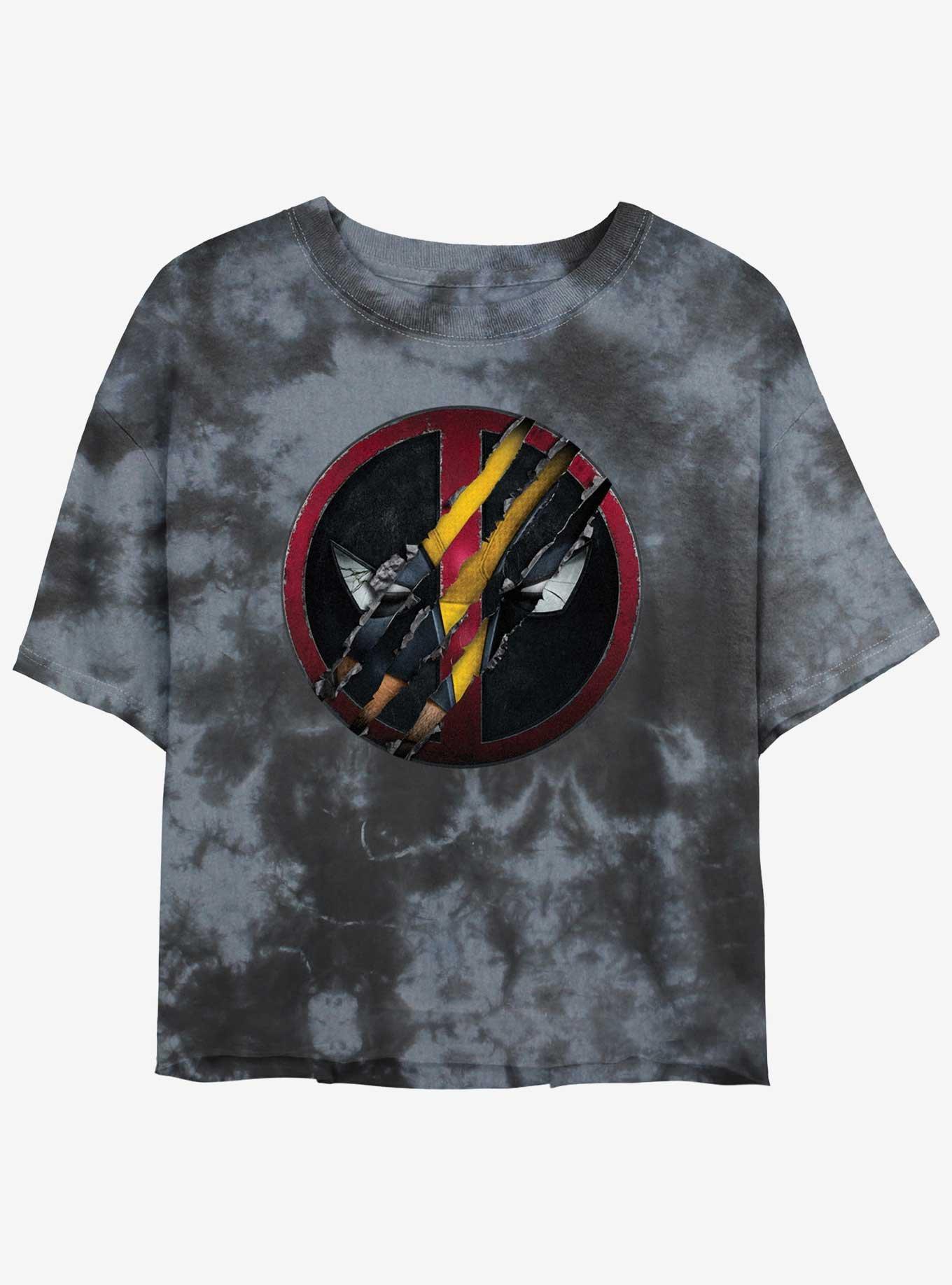 Marvel Deadpool & Wolverine Wolverine Clawing Through Womens Tie-Dye Crop T-Shirt, , hi-res