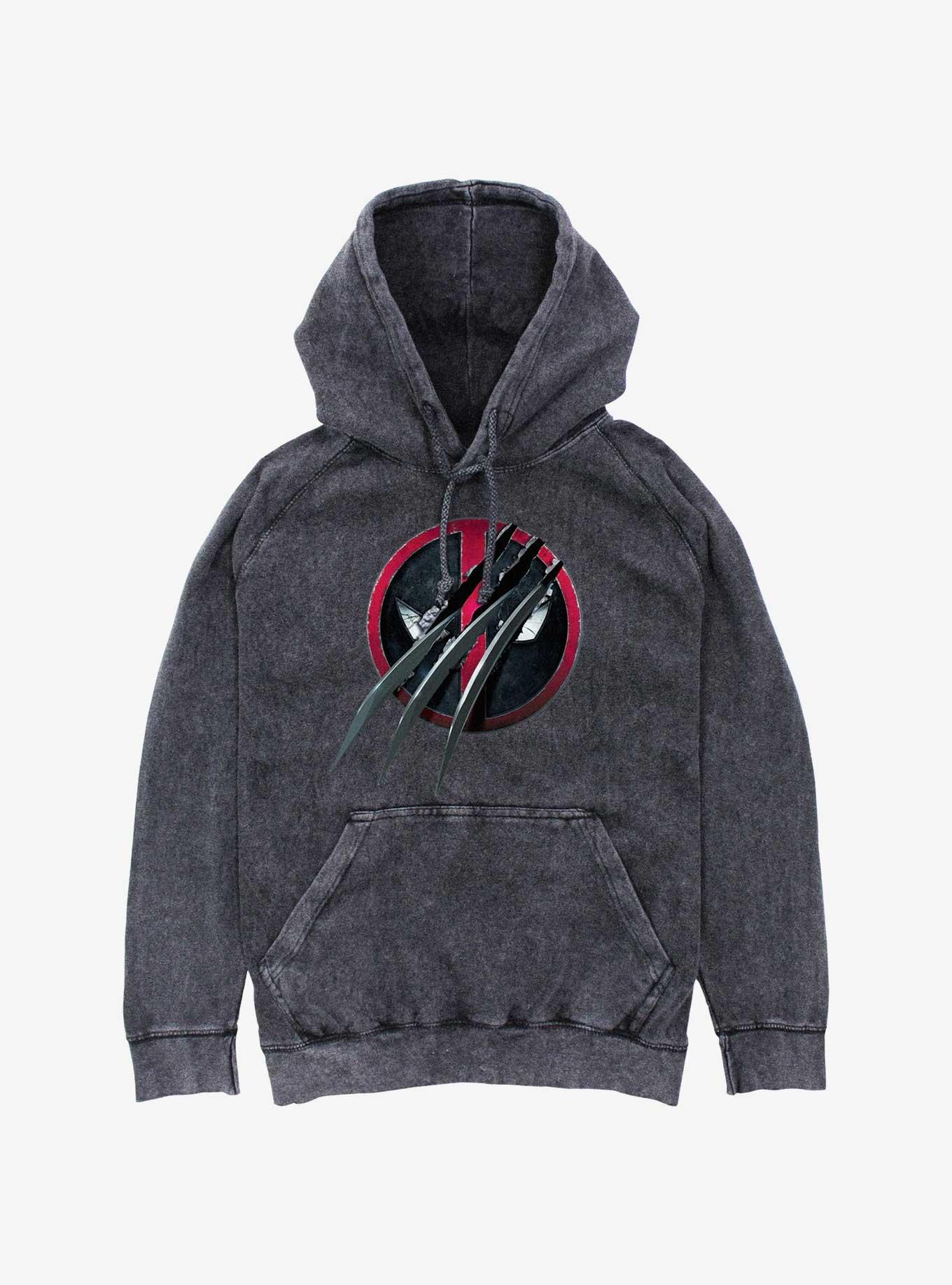 Marvel Deadpool & Wolverine Clawed Pool Mineral Wash Hoodie, BLACK, hi-res