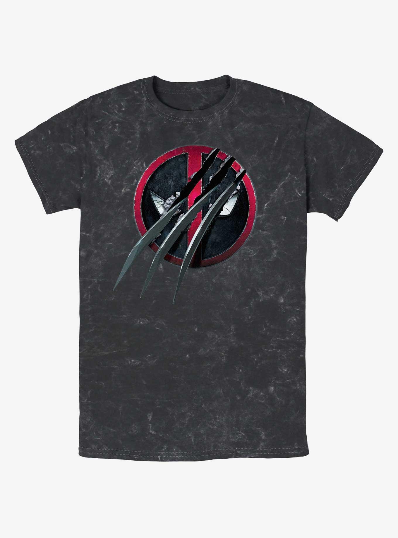 Marvel Deadpool & Wolverine Clawed Pool Mineral Wash T-Shirt, BLACK, hi-res