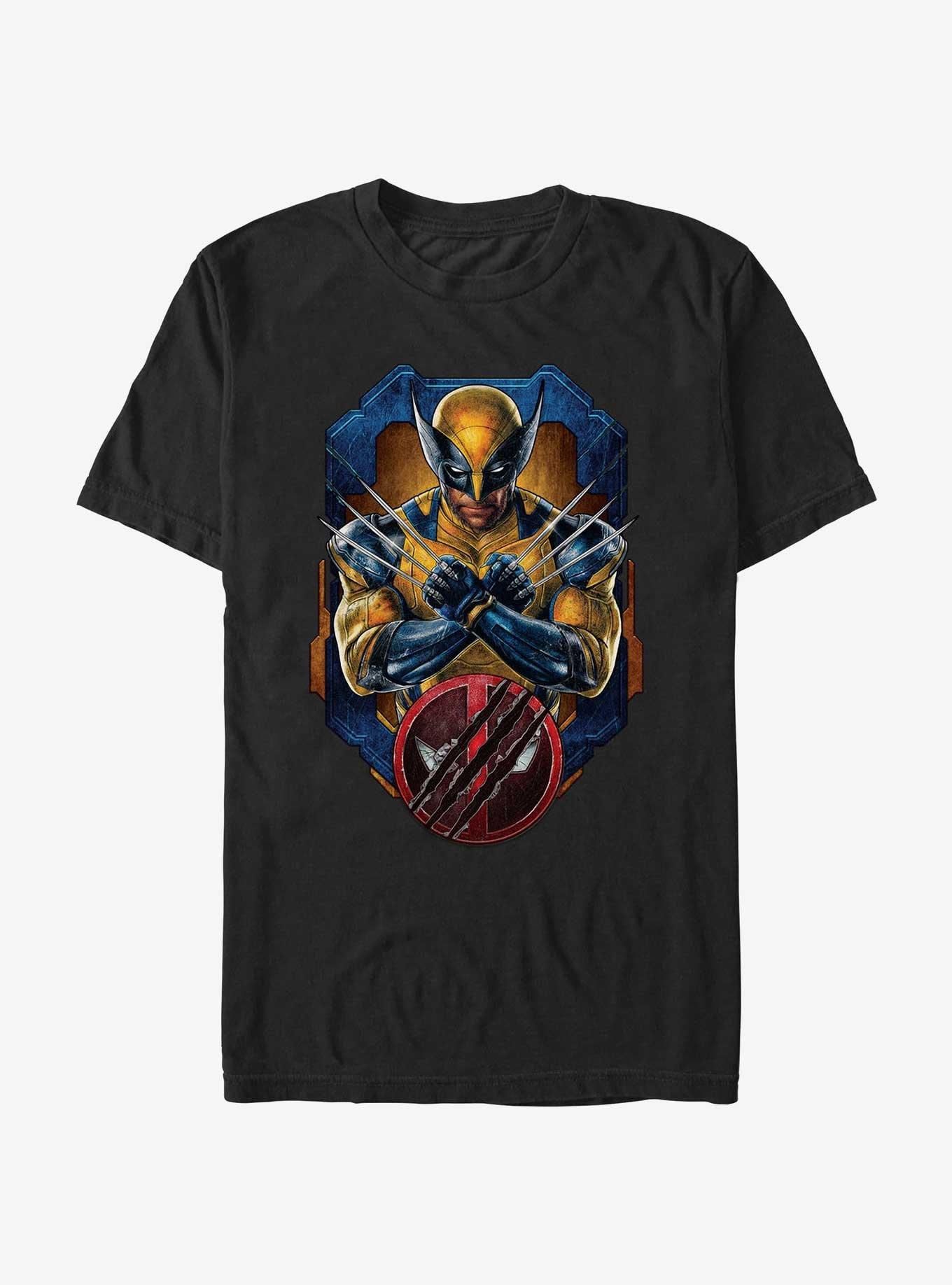 Marvel Deadpool & Wolverine Wolverine Pose Badge T-Shirt, BLACK, hi-res