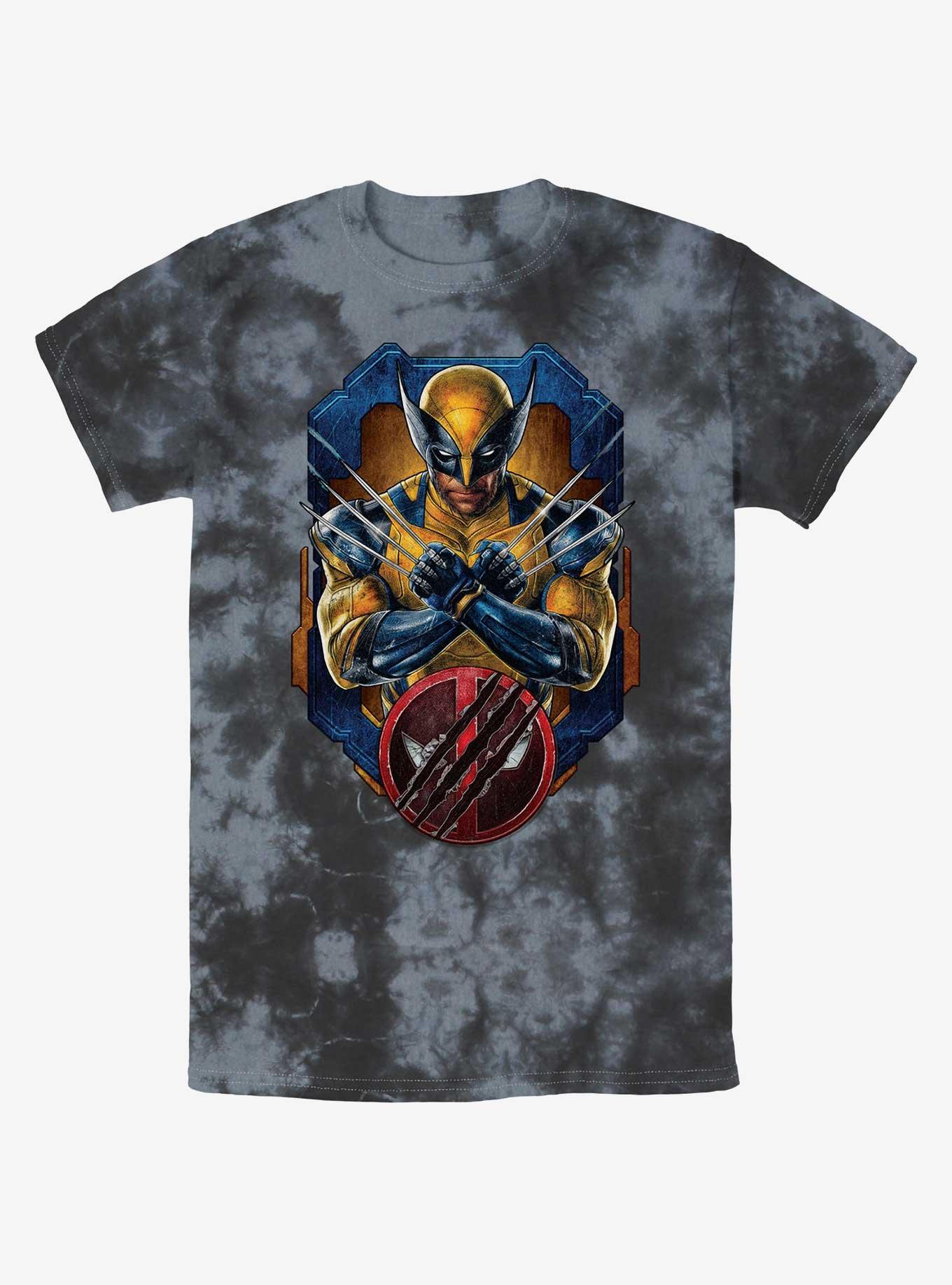 Marvel Deadpool & Wolverine Wolverine Pose Badge Tie-Dye T-Shirt, BLKCHAR, hi-res