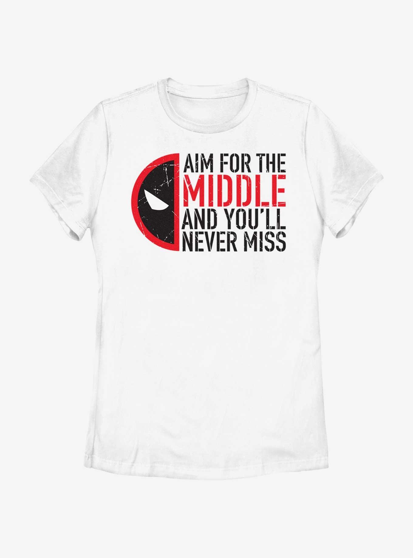 Marvel Deadpool & Wolverine Aim For The Middle Womens T-Shirt, WHITE, hi-res