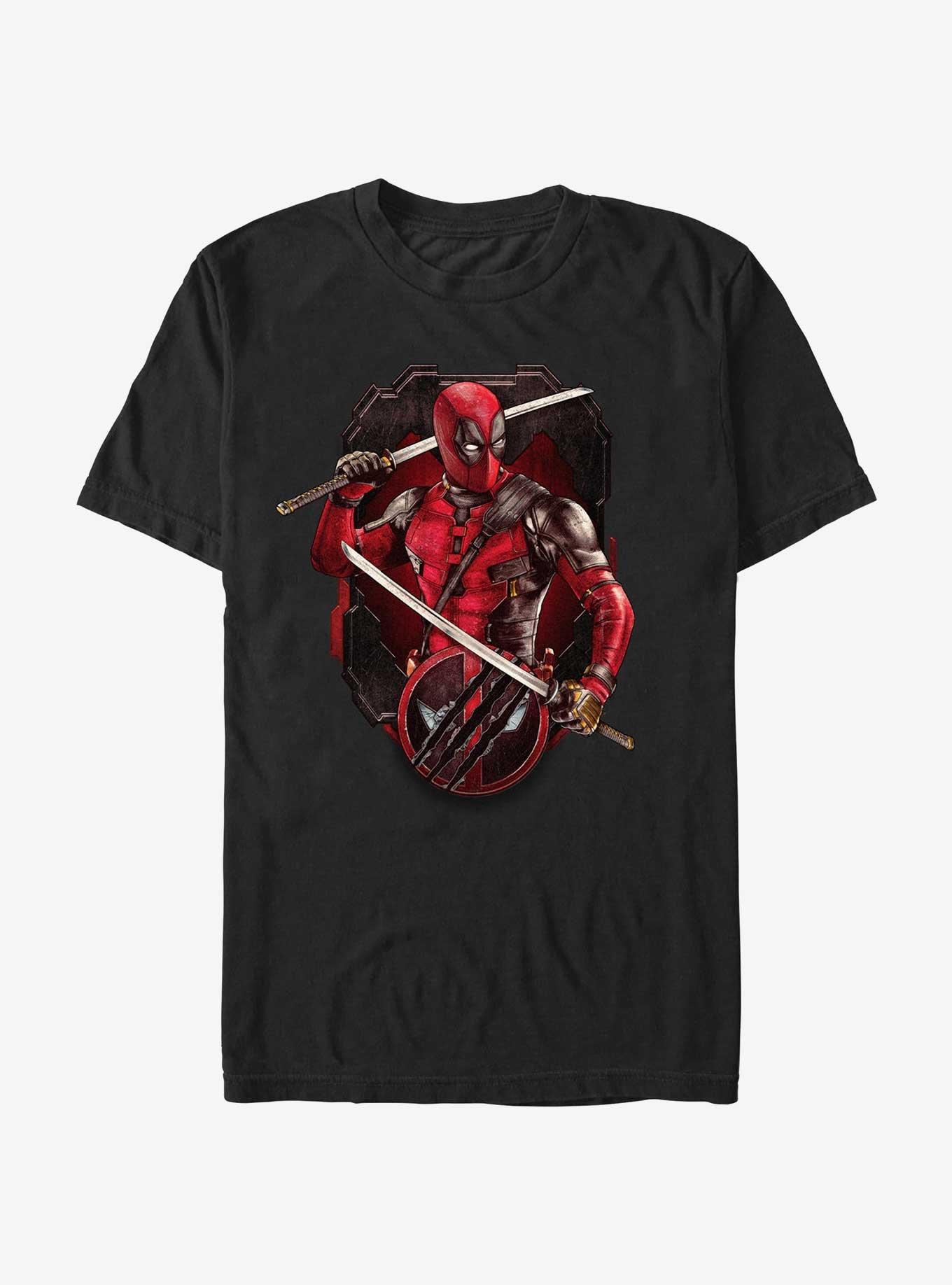 Marvel Deadpool & Wolverine Deadpool Pose Badge T-Shirt, BLACK, hi-res