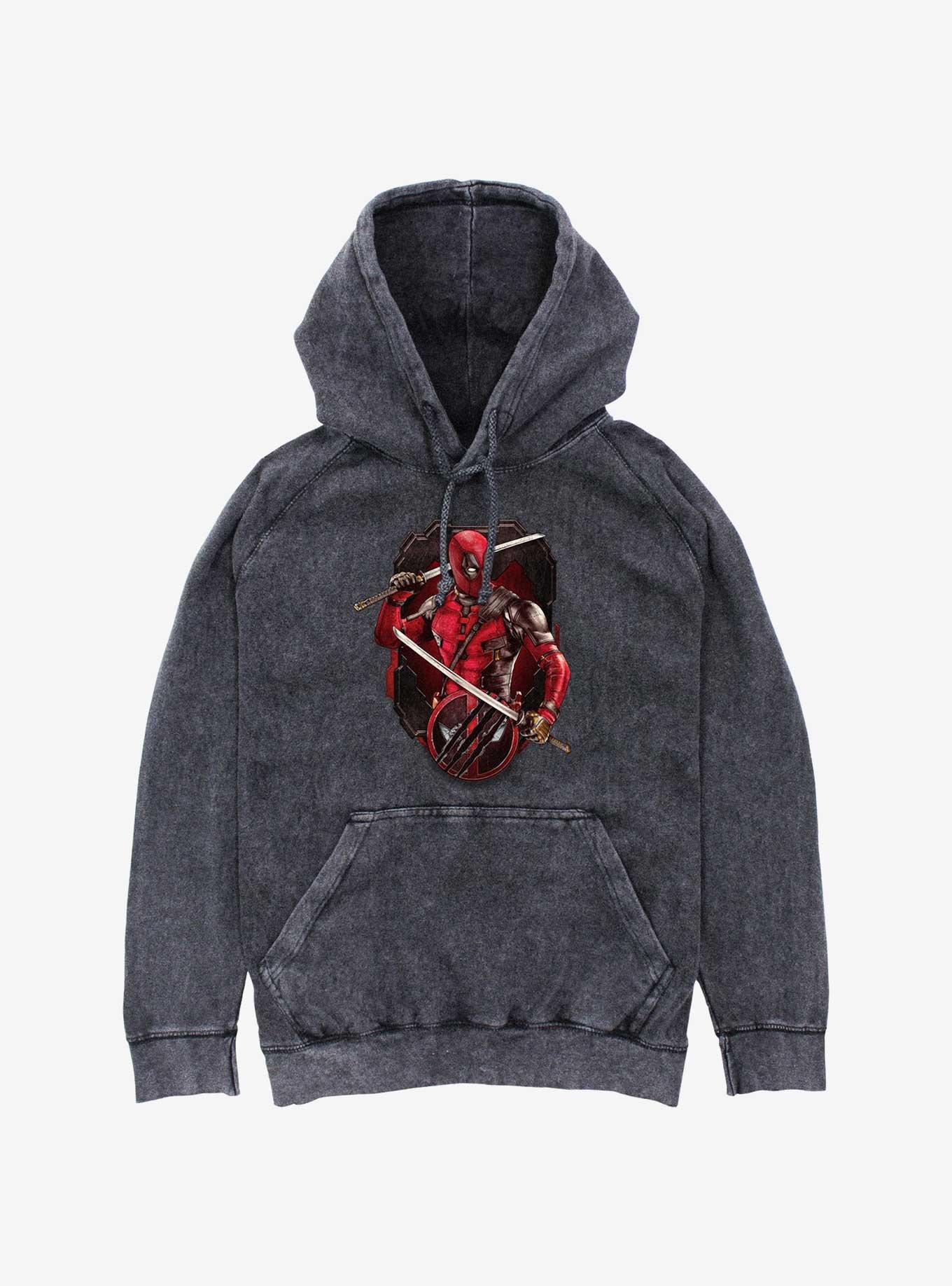 Marvel Deadpool & Wolverine Deadpool Pose Badge Mineral Wash Hoodie, , hi-res