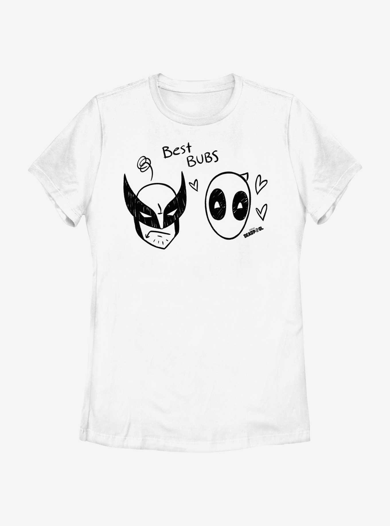 Marvel Deadpool & Wolverine Best Bubs Scribbles Womens T-Shirt, WHITE, hi-res