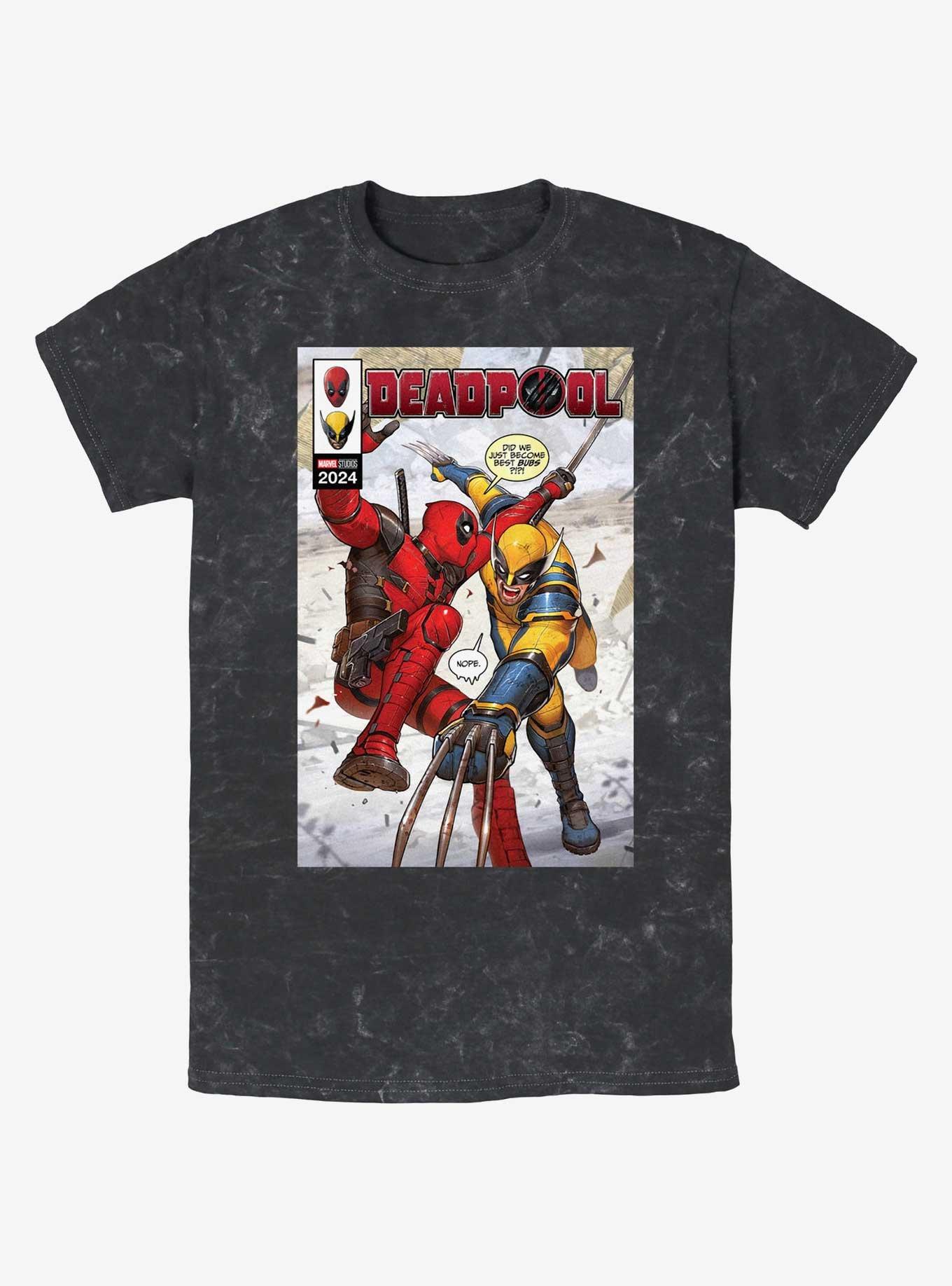 Marvel Deadpool & Wolverine Best Friends Comic Mineral Wash T-Shirt, BLACK, hi-res