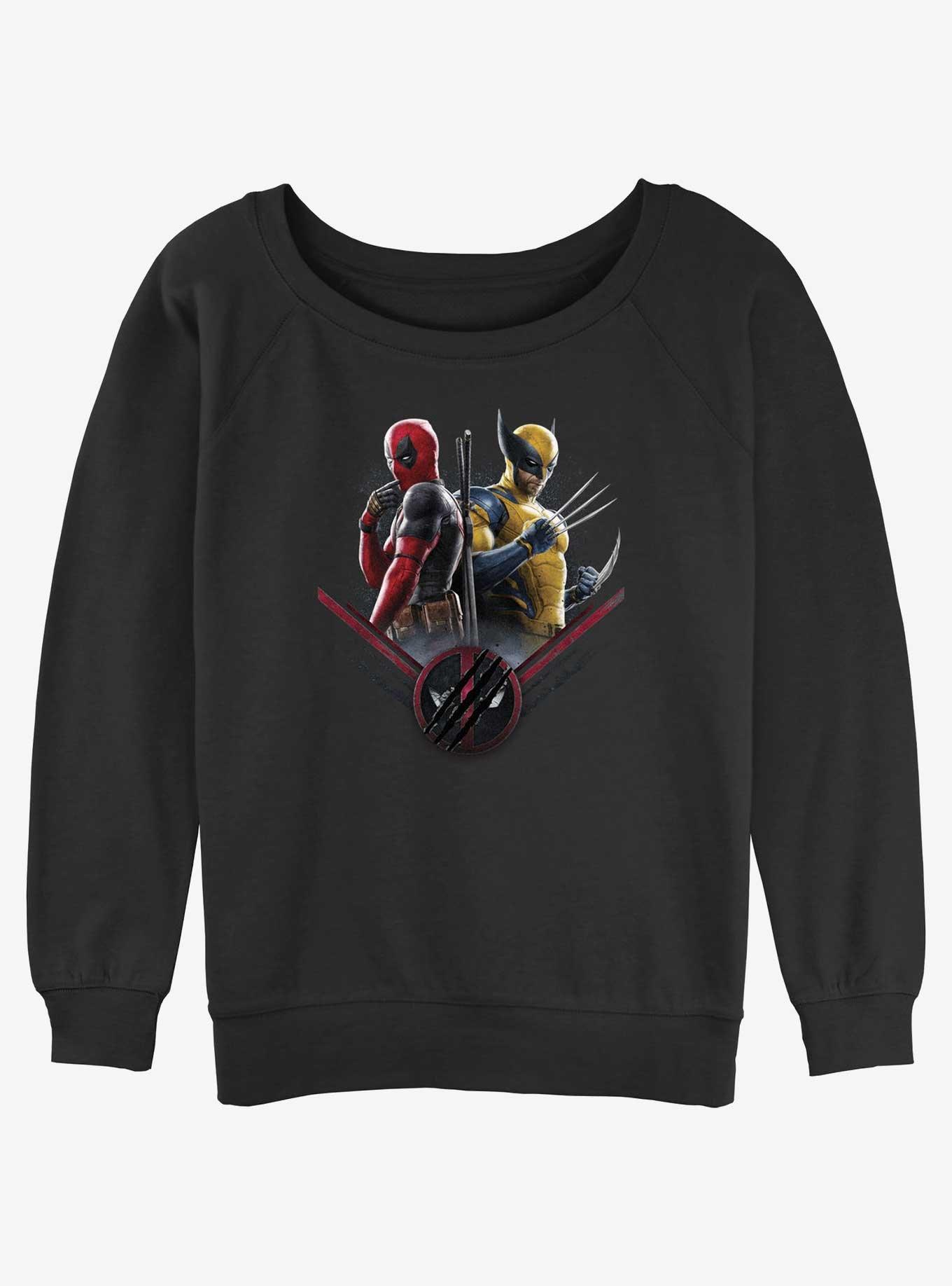 Marvel Deadpool & Wolverine X Force Pair Womens Slouchy Sweatshirt, BLACK, hi-res