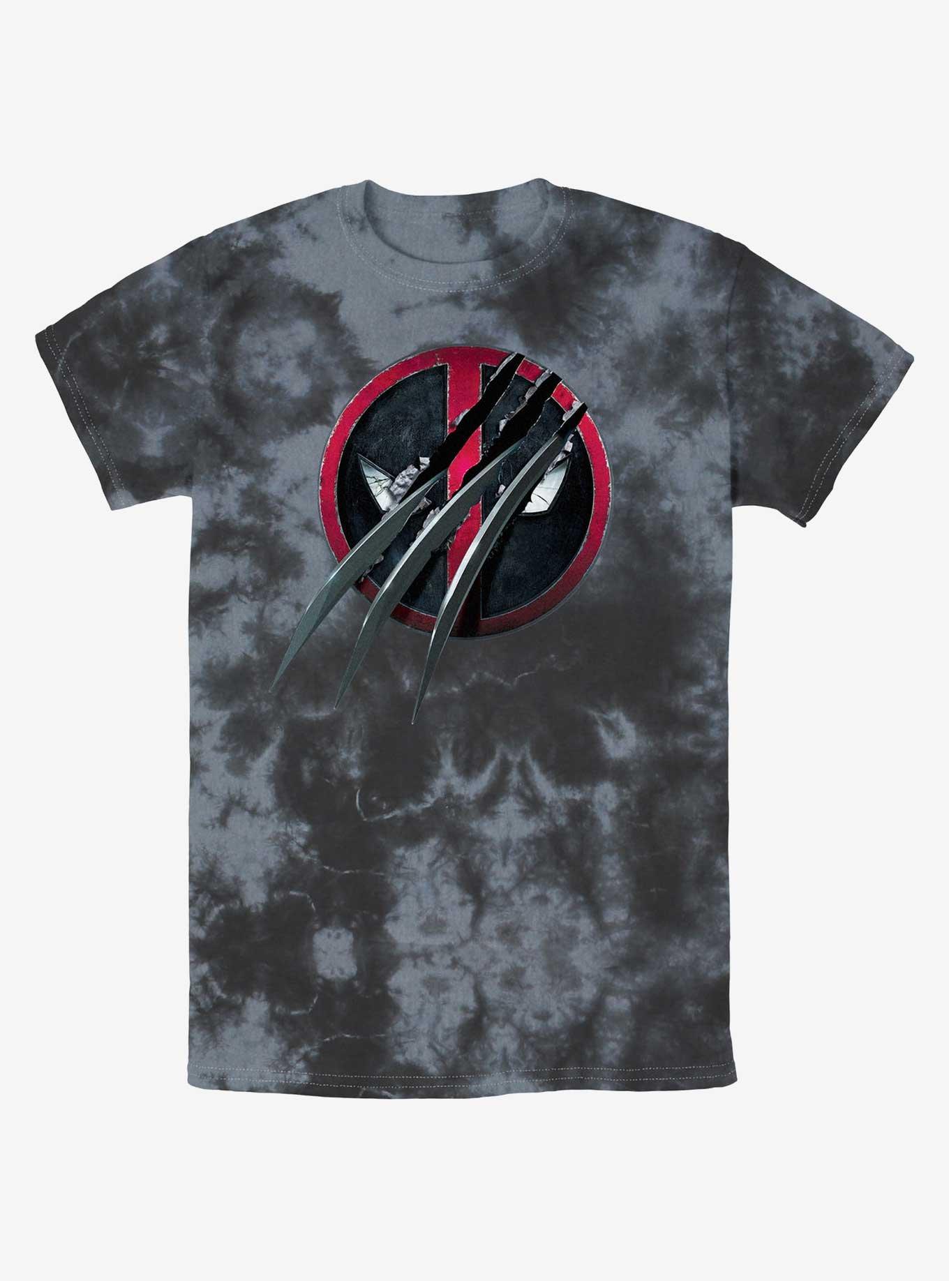 Marvel Deadpool & Wolverine Clawed Pool Tie-Dye T-Shirt, BLKCHAR, hi-res