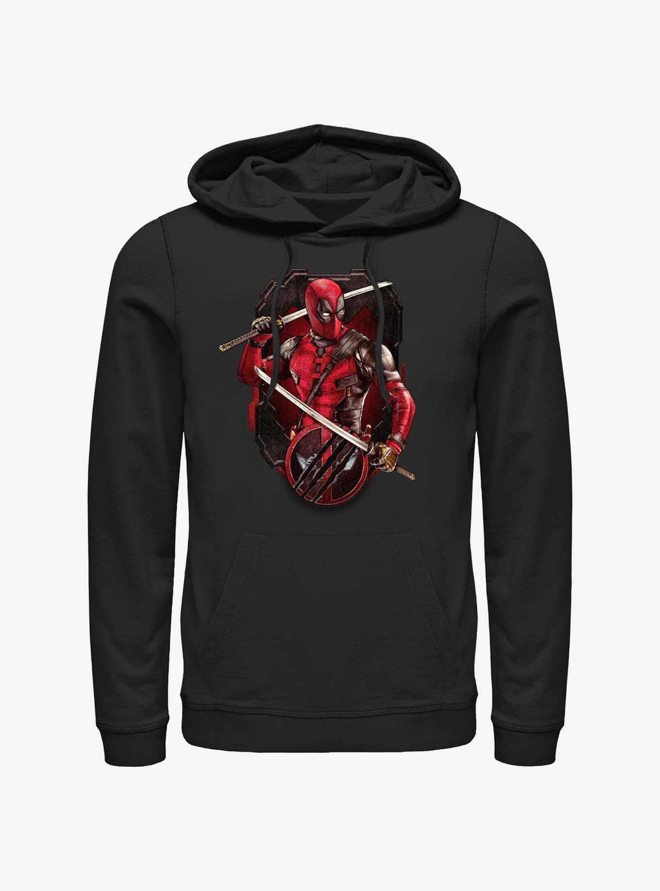 Marvel Deadpool & Wolverine Deadpool Pose Badge Hoodie, BLACK, hi-res