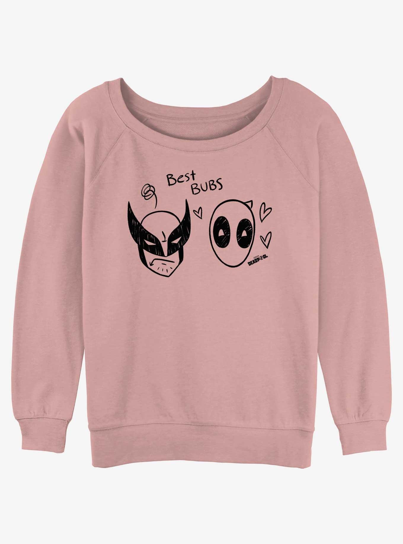 Marvel Deadpool & Wolverine Best Bubs Scribbles Womens Slouchy Sweatshirt, DESERTPNK, hi-res