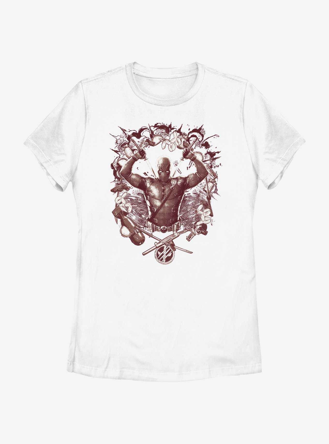 Marvel Deadpool & Wolverine Weapons Explosion Womens T-Shirt, , hi-res