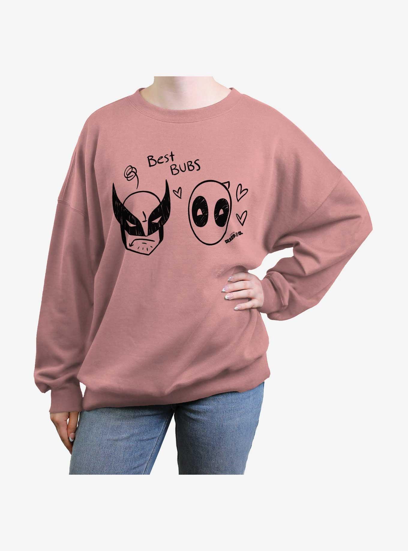 Marvel Deadpool & Wolverine Best Bubs Scribbles Womens Oversized Sweatshirt, DESERTPNK, hi-res