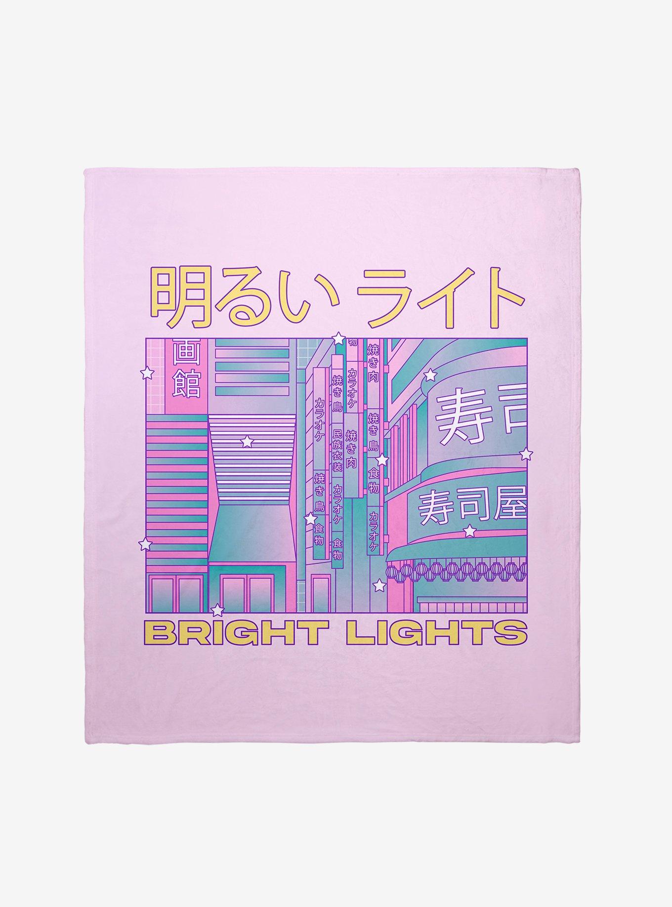 Vaporwave Bright Lights Japanese Throw Blanket, , hi-res