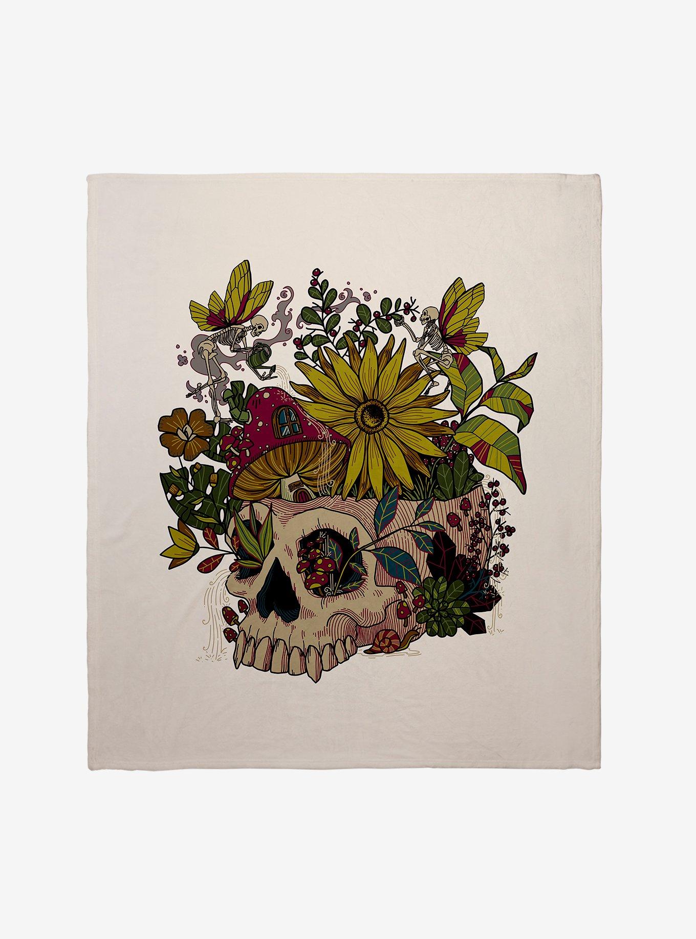 Cottagecore Skeleface Garden Throw Blanket, , hi-res