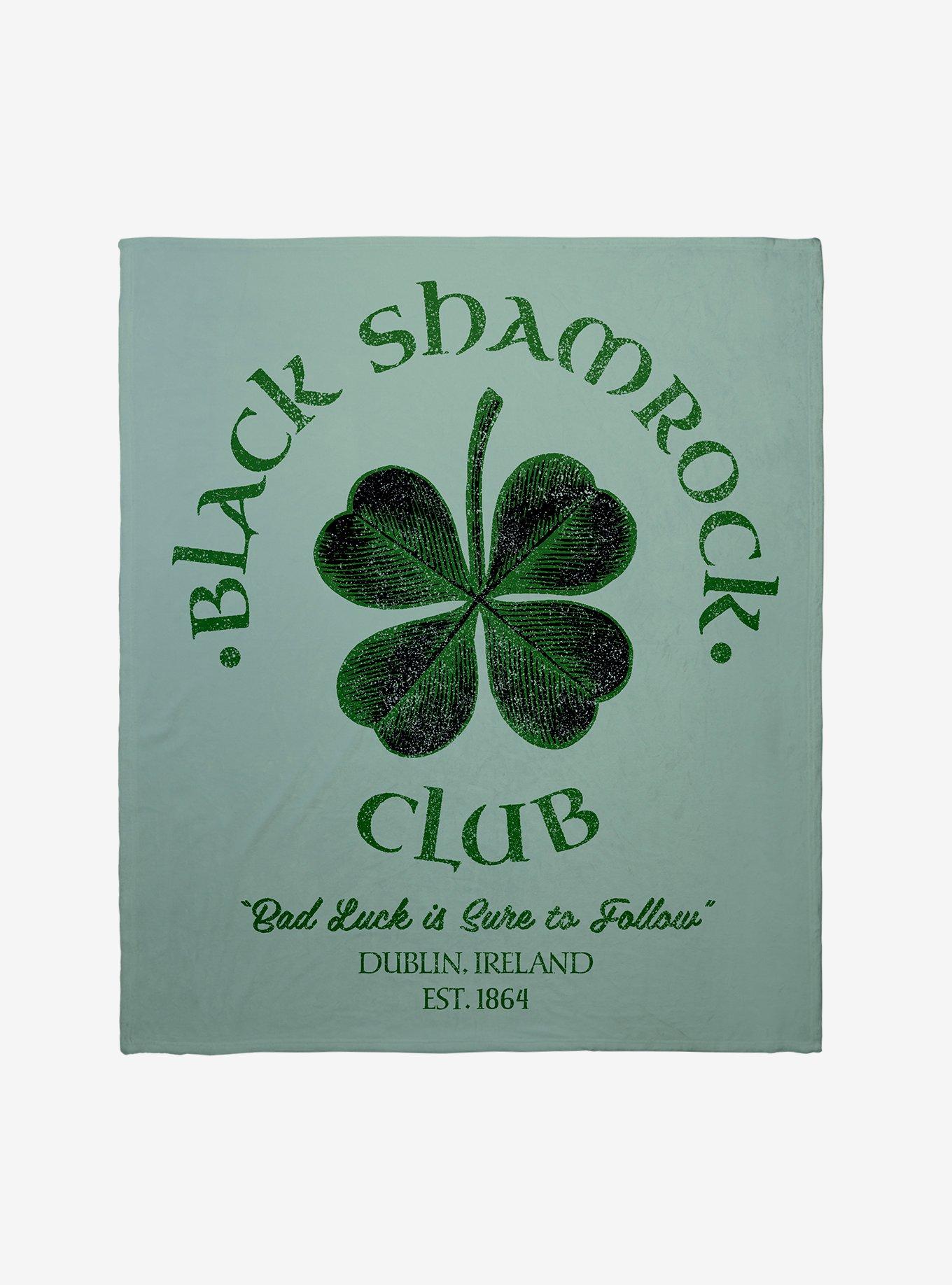 St. Patrick's Day Black Shamrock Club Throw Blanket, , hi-res